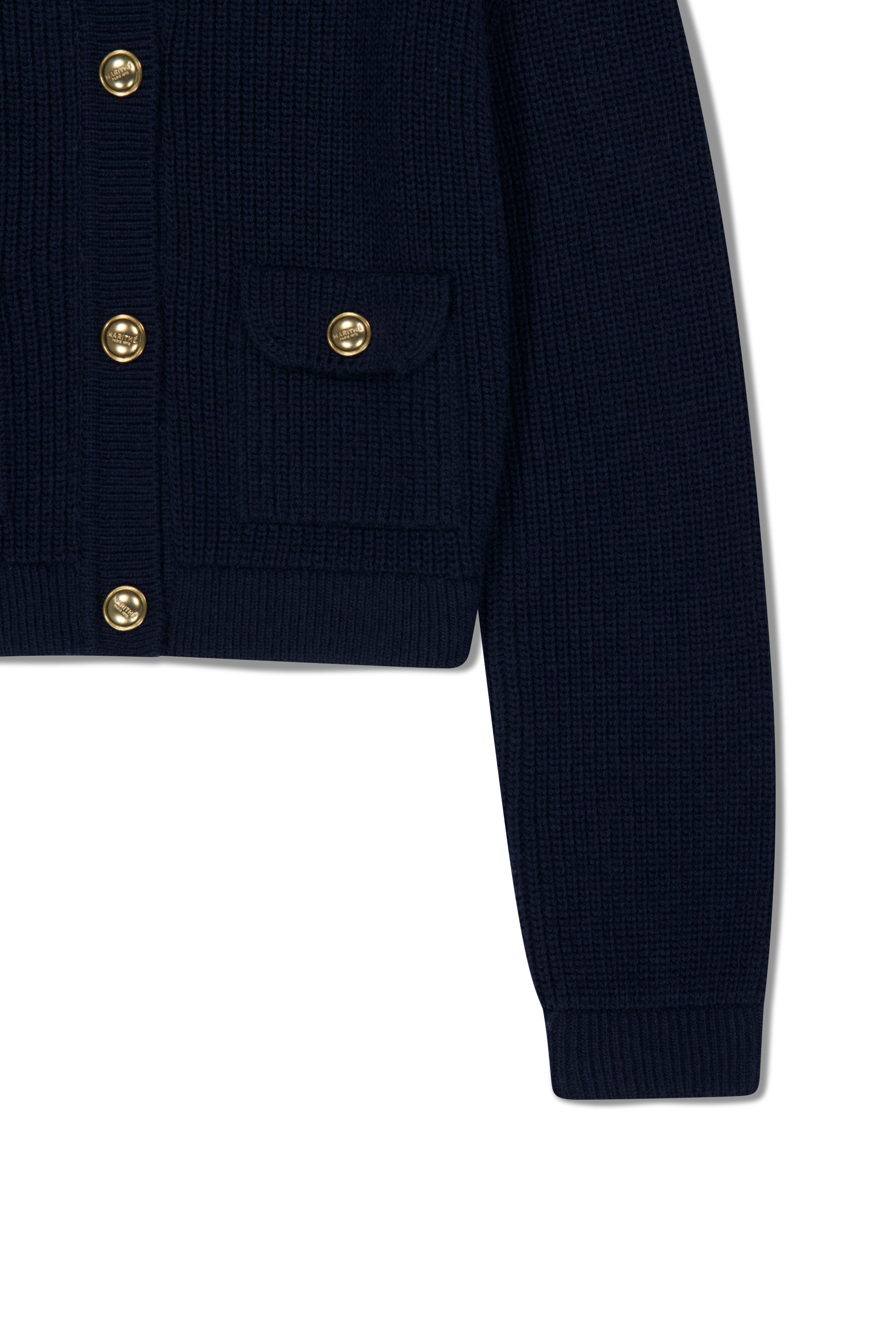 W Sailor Rib Knit Cardigan Navy