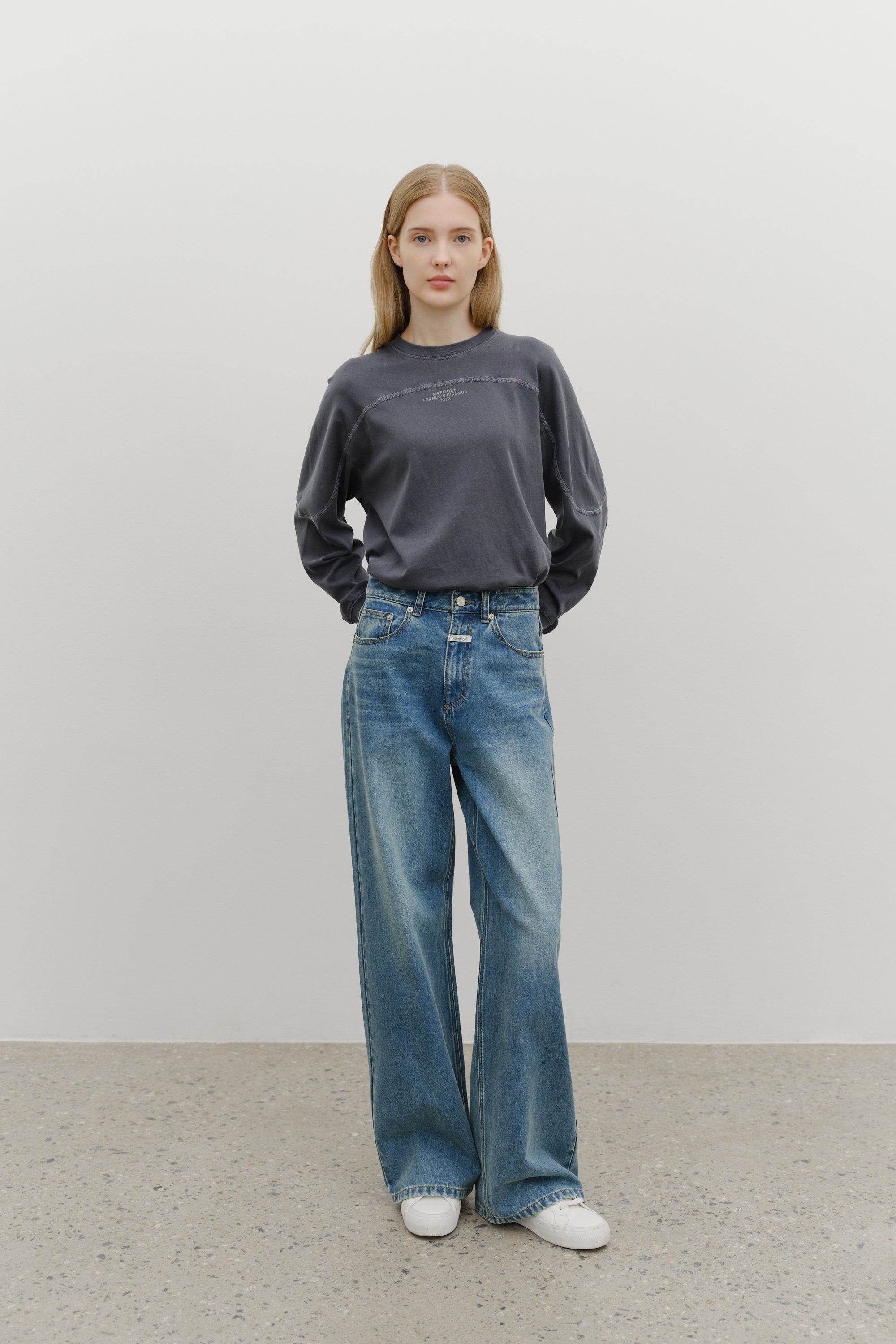 W Wide Denim Pants Blue