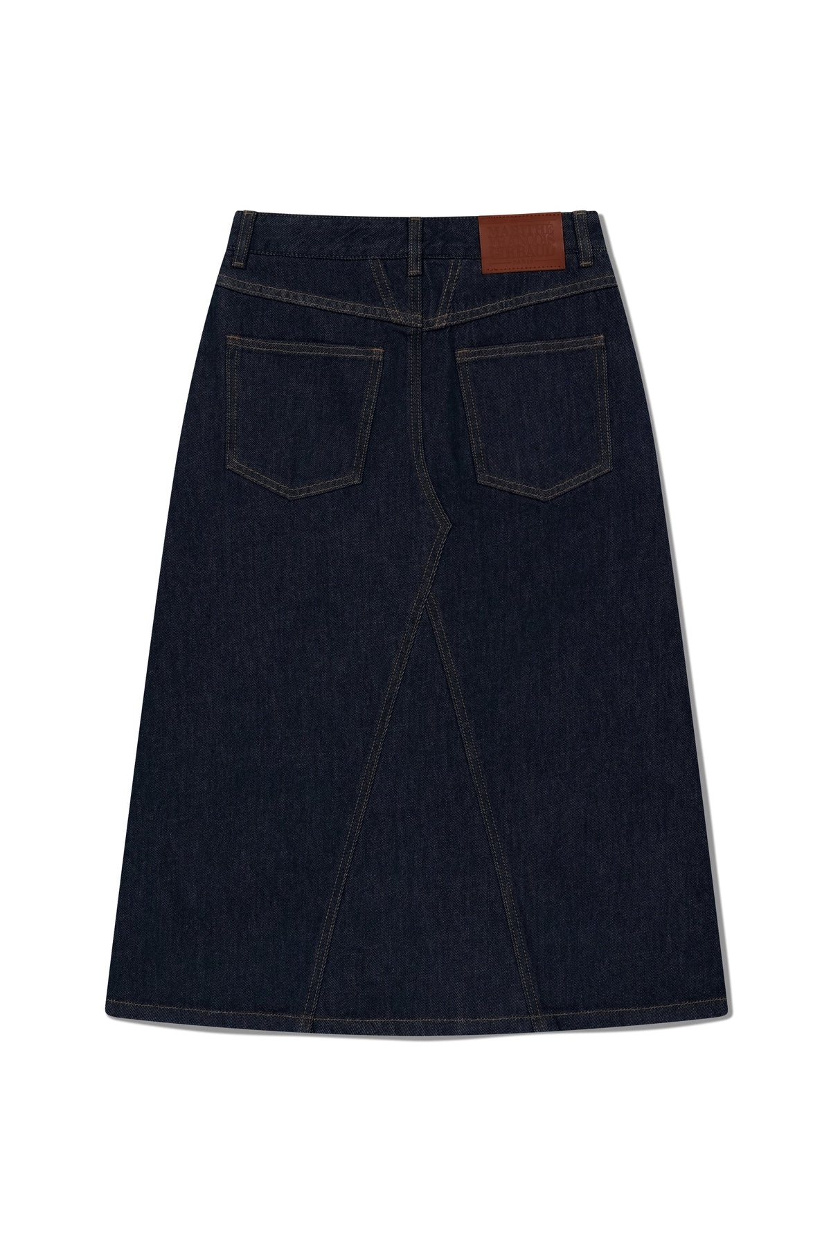 W A-Line Denim Midi Skirt Dark Blue