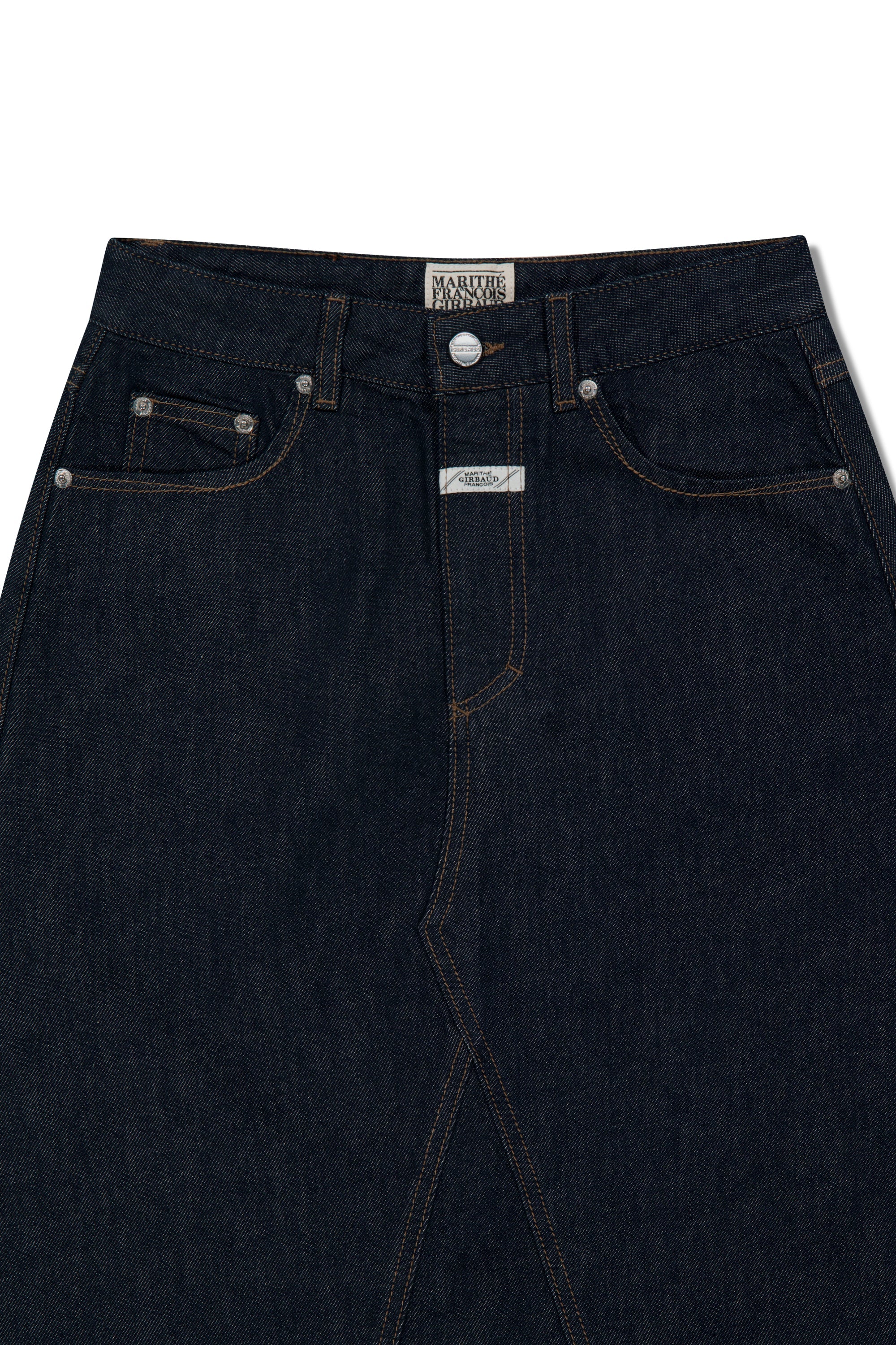 W A-Line Denim Midi Skirt Dark Blue