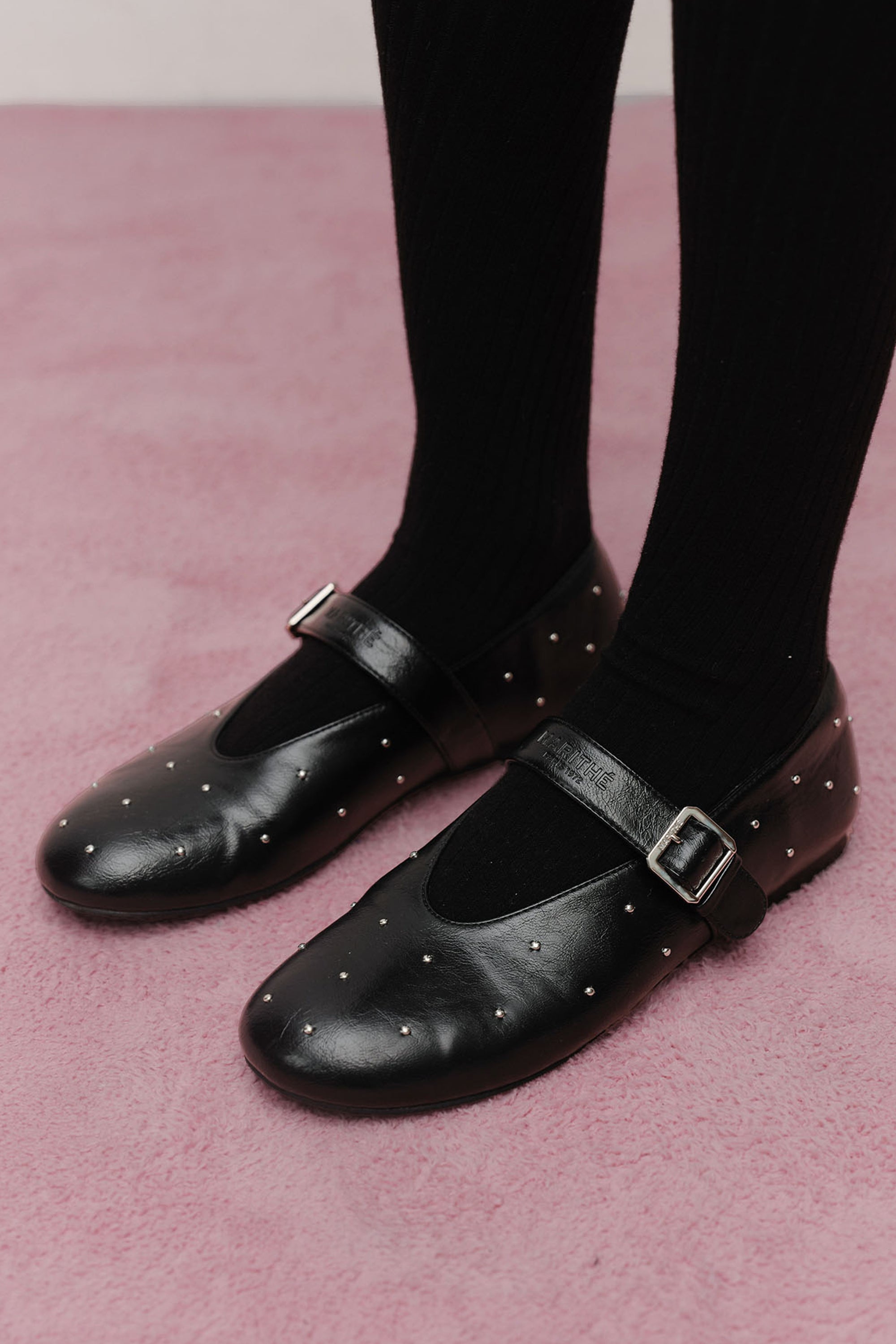 W Mini Ball Stud Maryjane Black