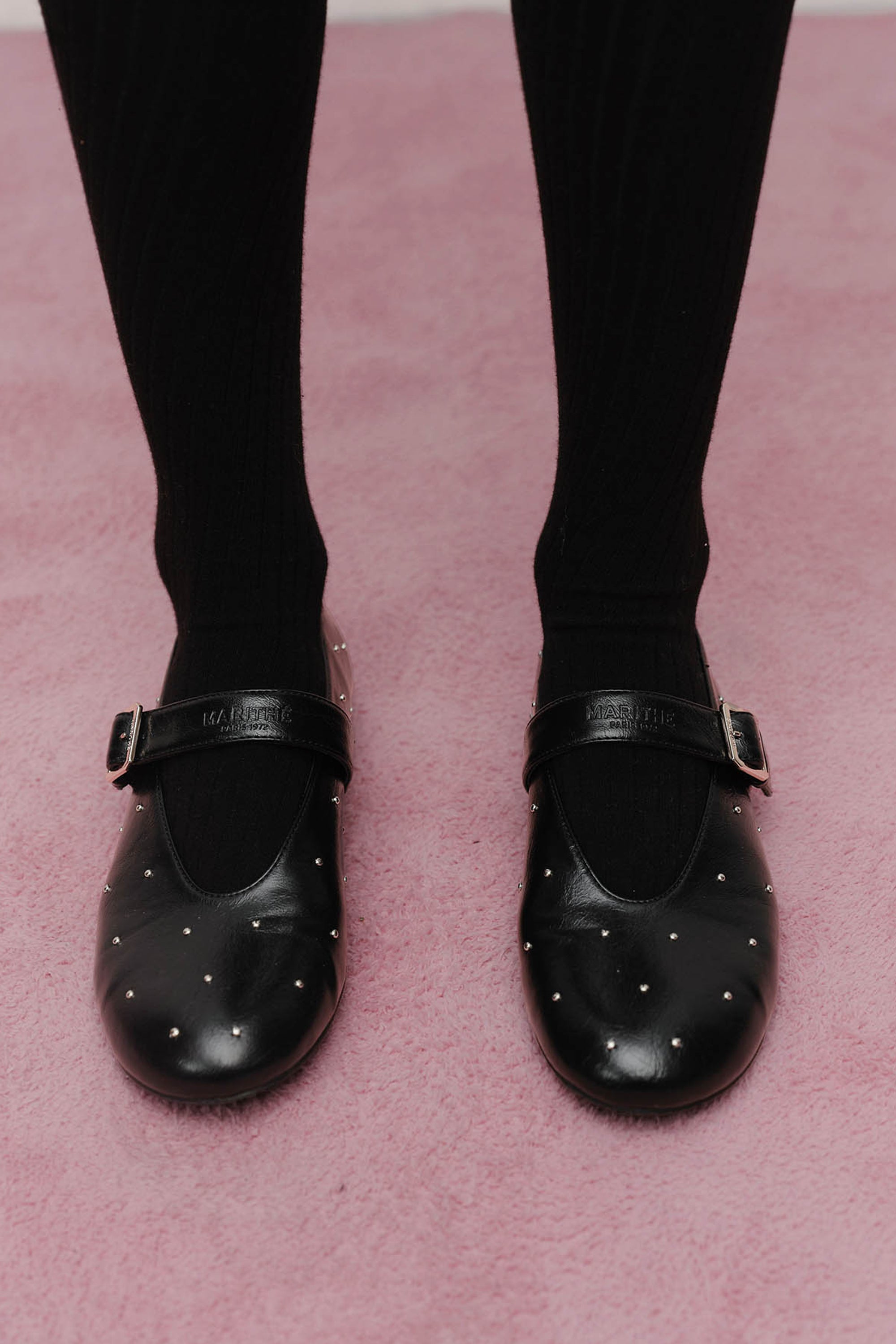 W Mini Ball Stud Maryjane Black