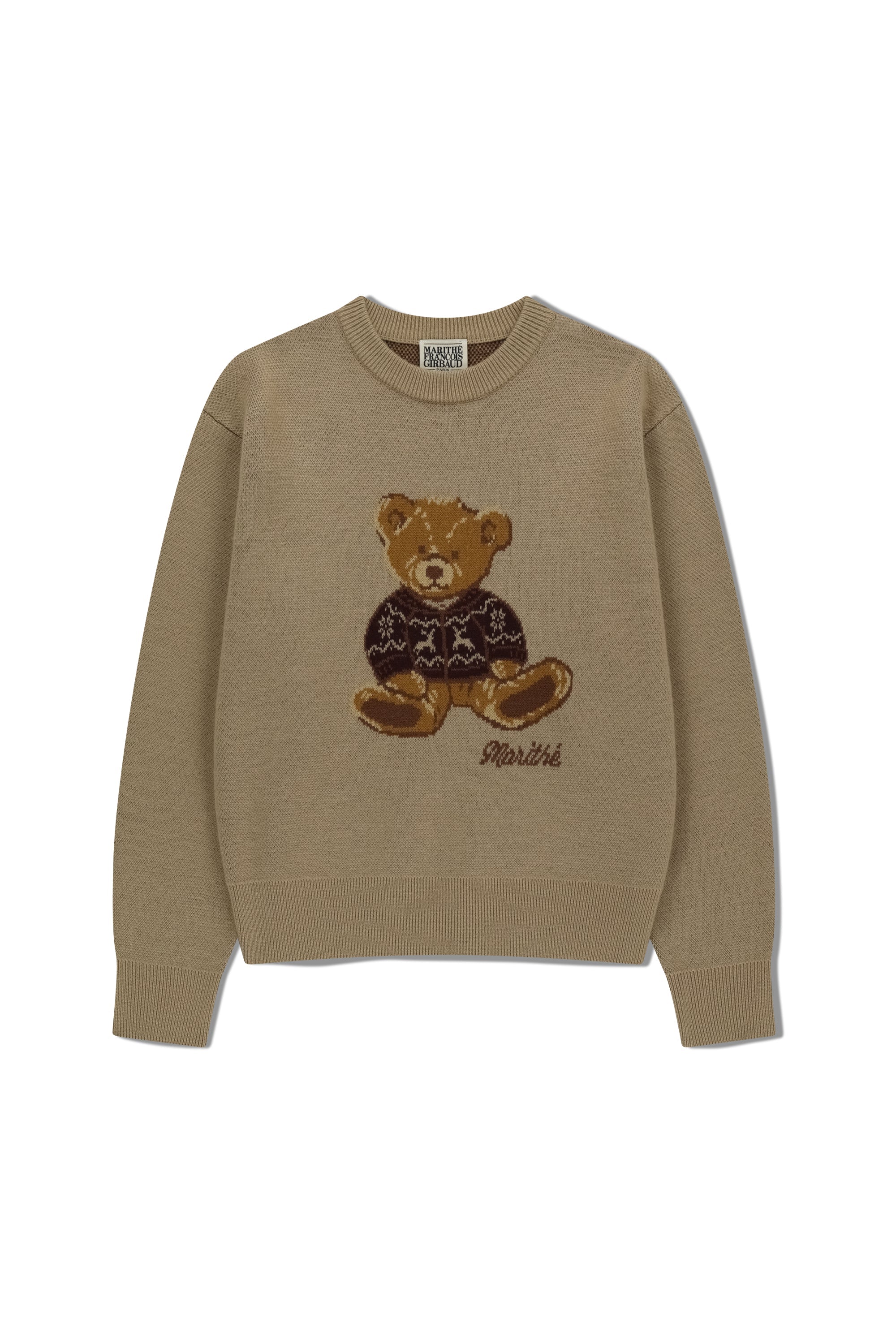 Doodle Bear Knit Pullover Beige