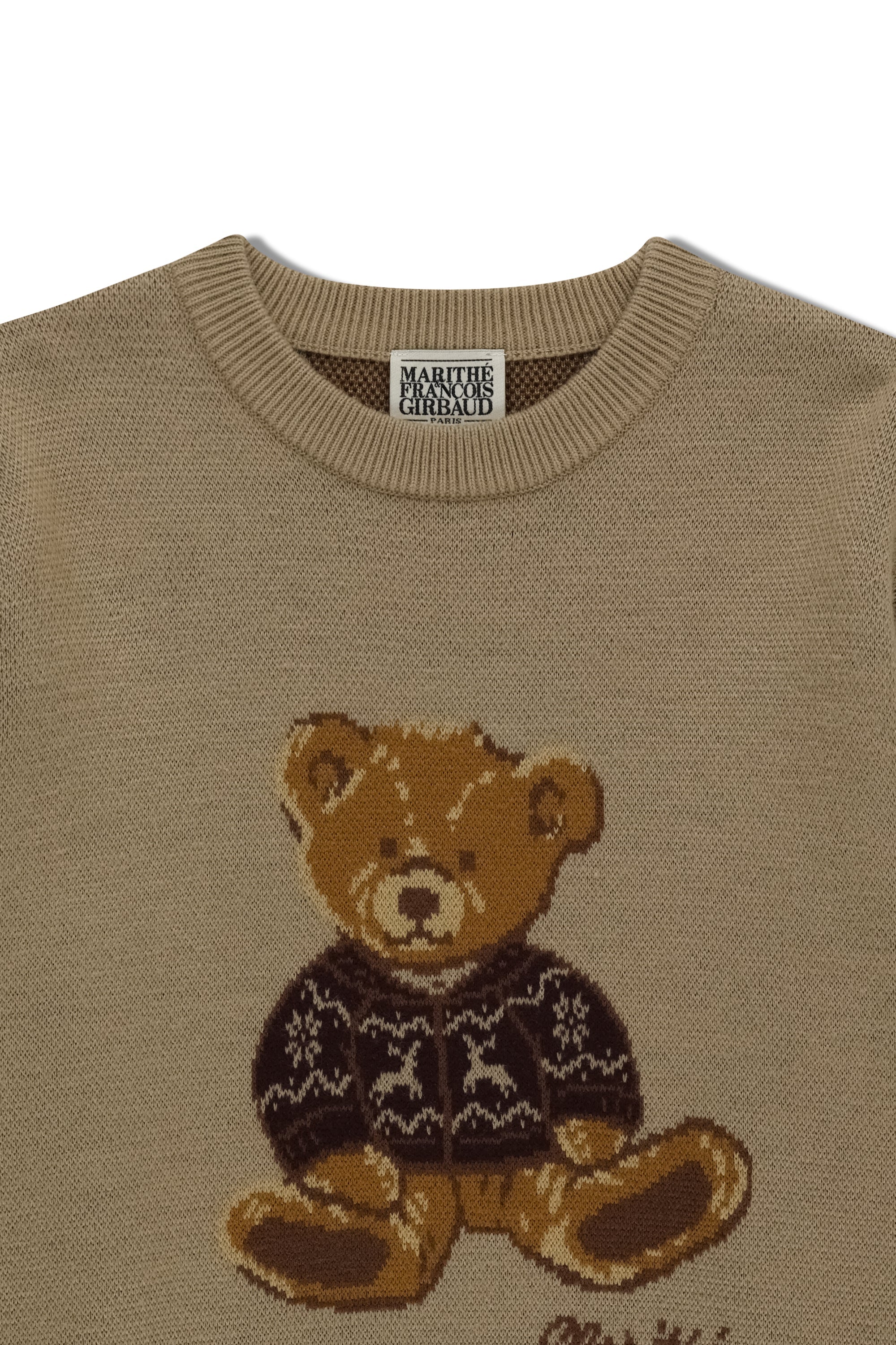 Doodle Bear Knit Pullover Beige