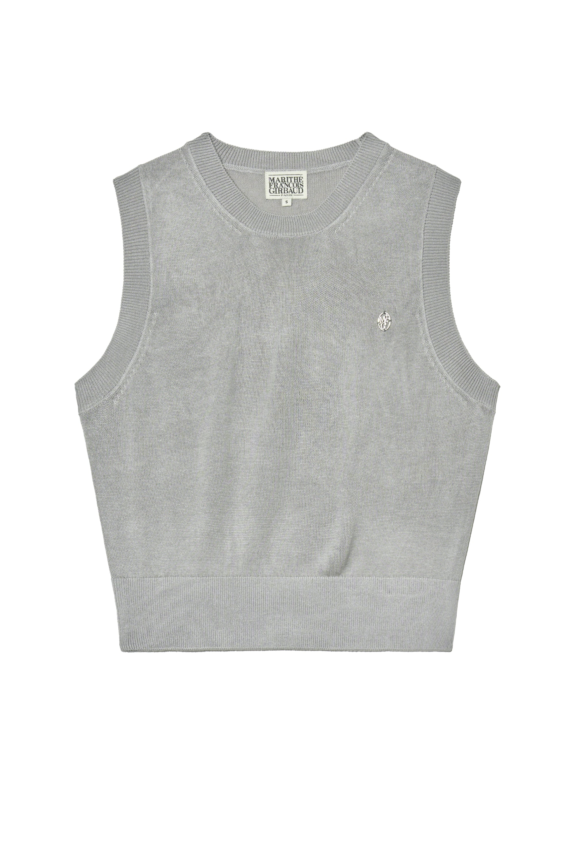 W Circle Logo Knit Vest Light Gray
