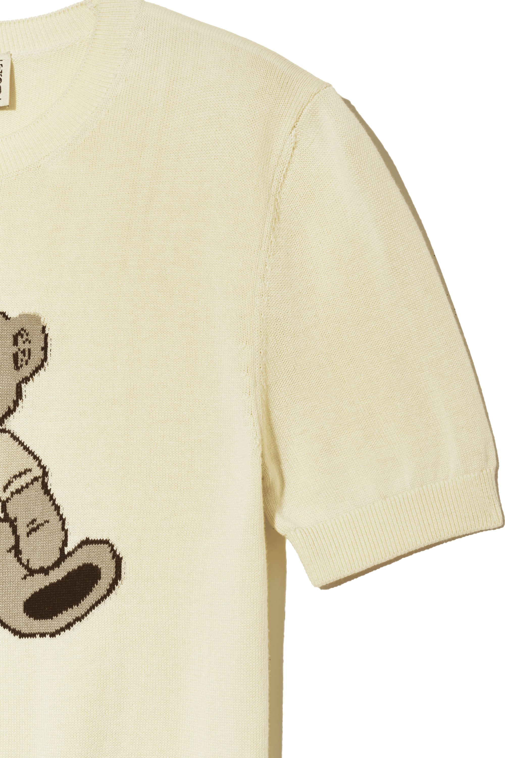 W Doodle Bear Half Knit Ivory