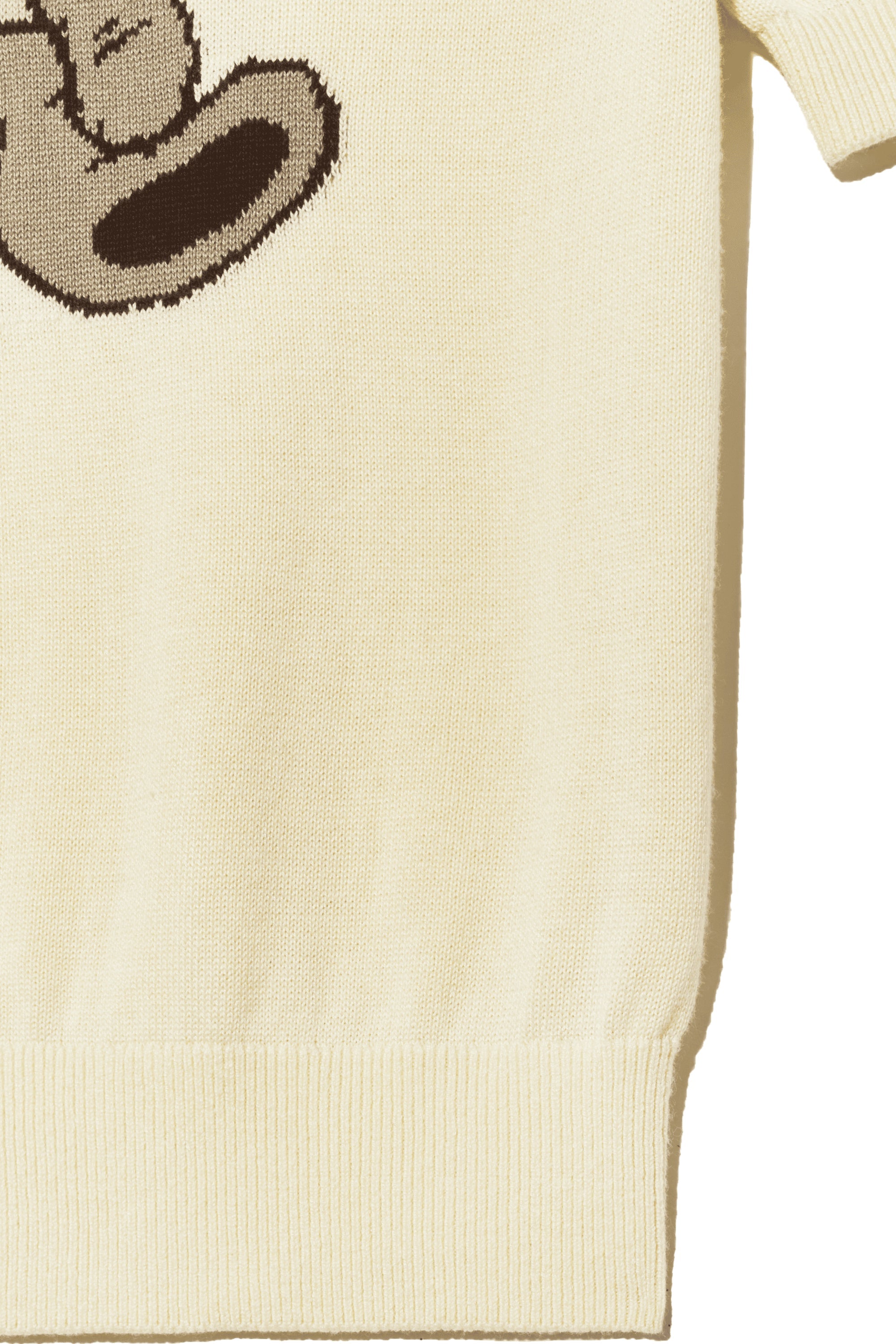W Doodle Bear Half Knit Ivory