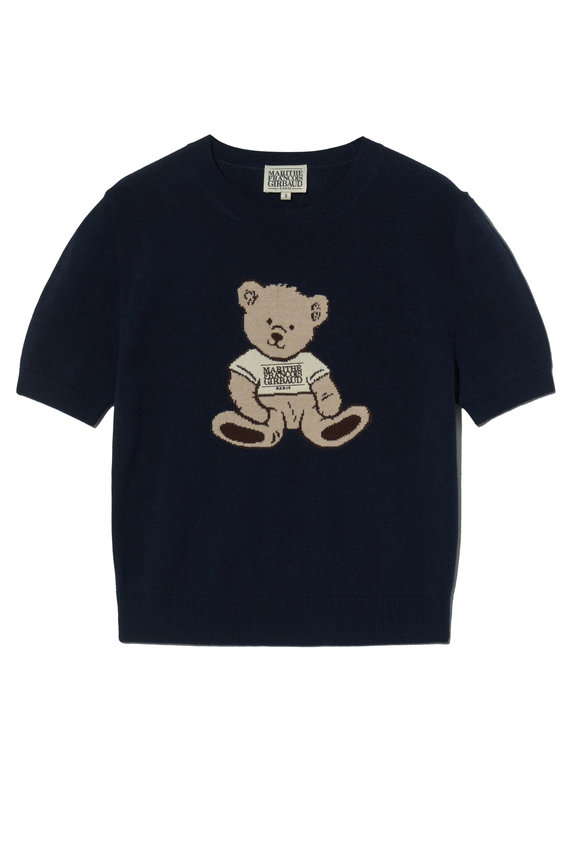 W Doodle Bear Half Knit Navy