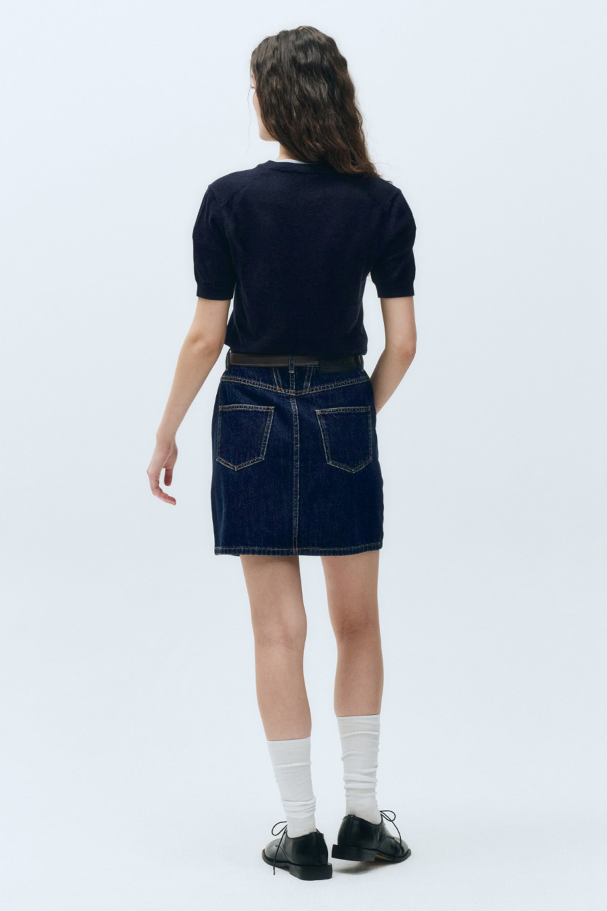 W Doodle Bear Half Knit Navy