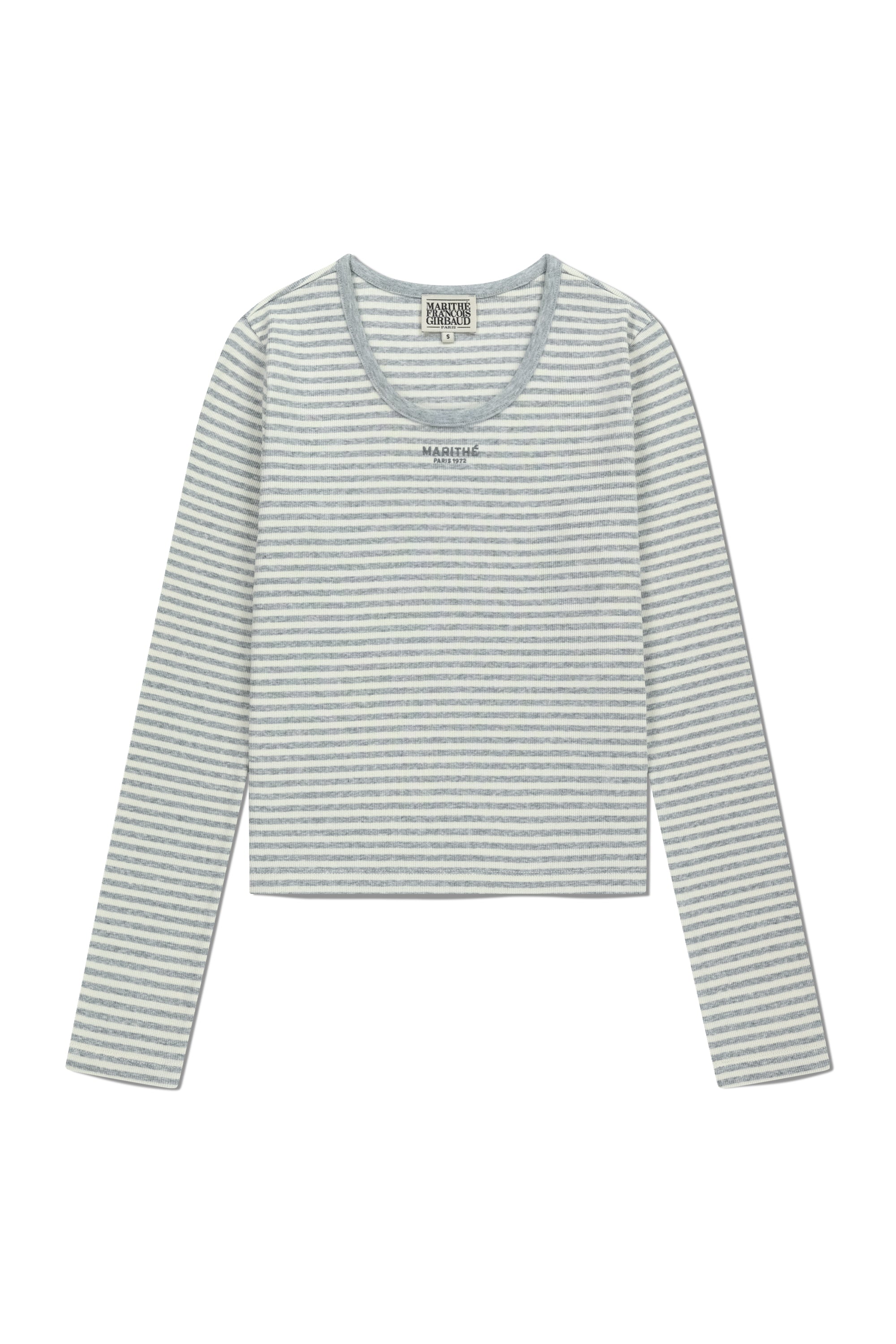 W Deep Neck Long Sleeve Heather Gray