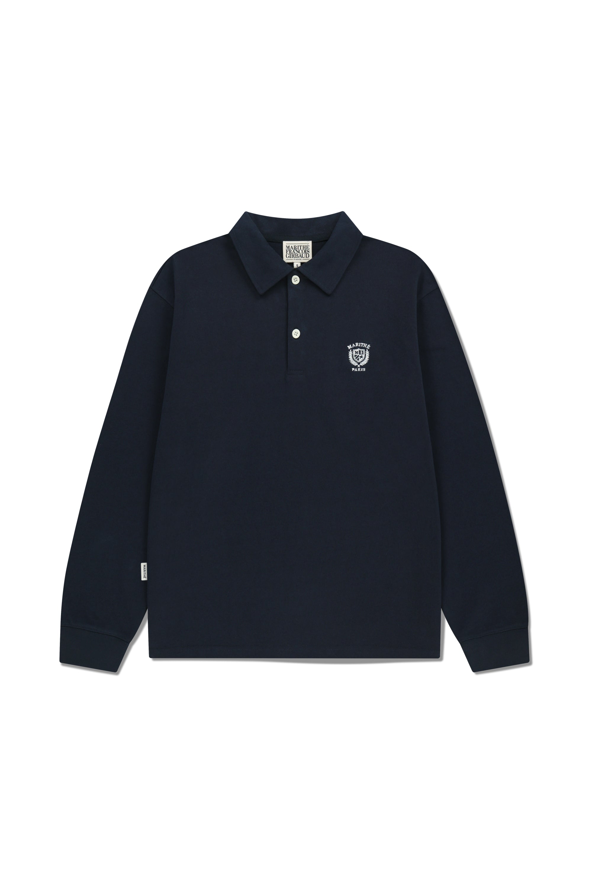 Crest Logo Jersey Polo Long Sleeve Navy