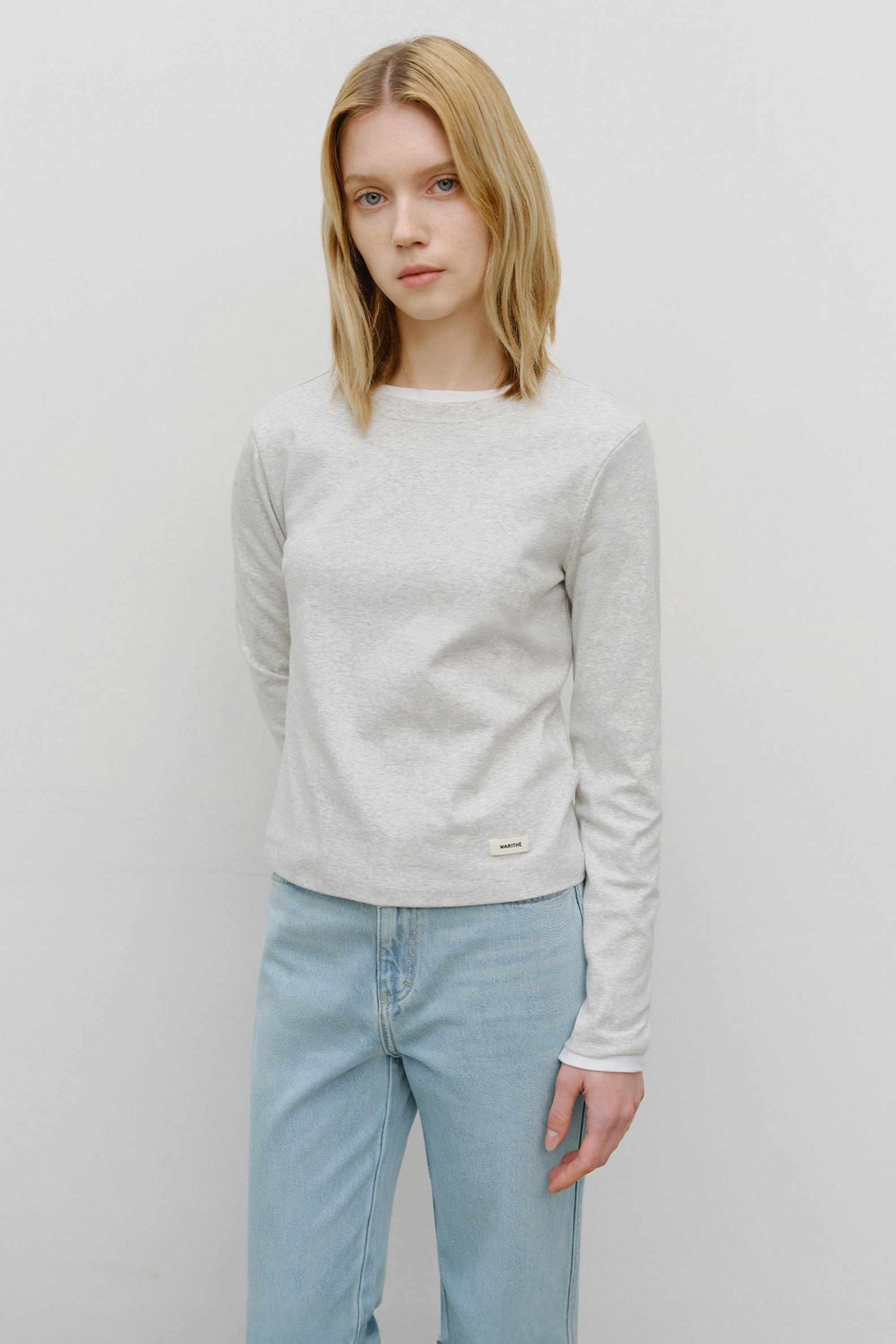 W Basic Long Sleeve  Light Heather Gray
