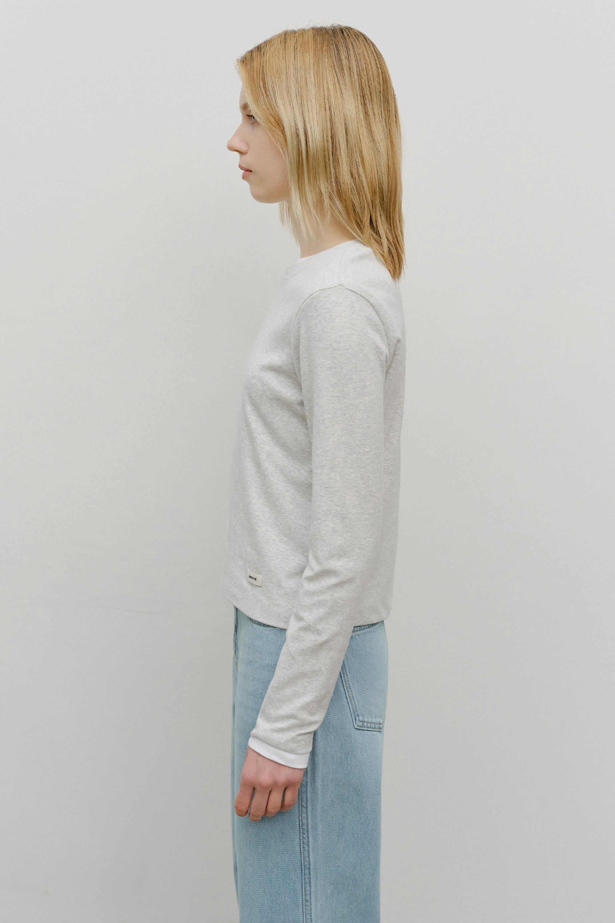W Basic Long Sleeve  Light Heather Gray