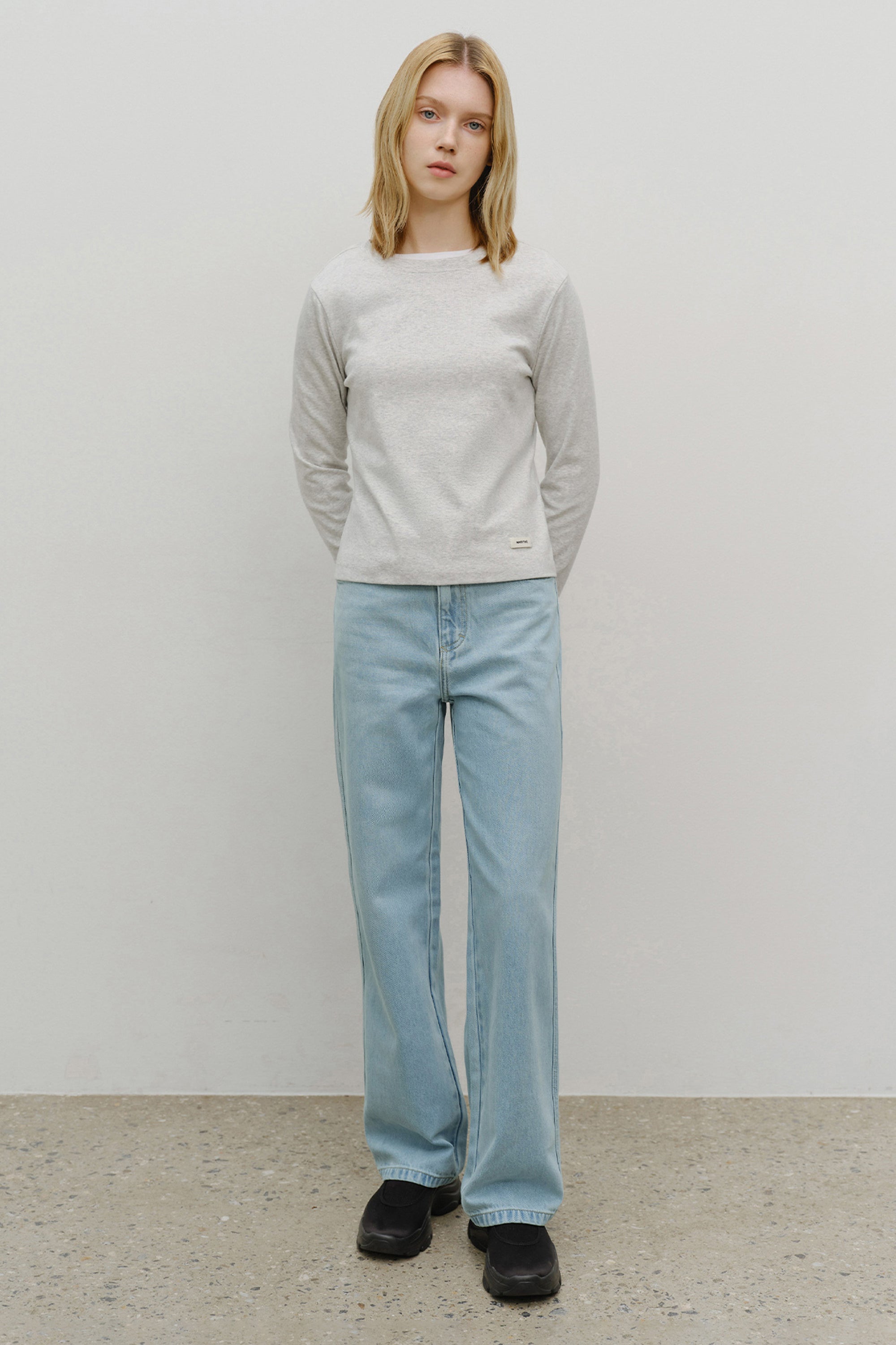 W Basic Long Sleeve  Light Heather Gray