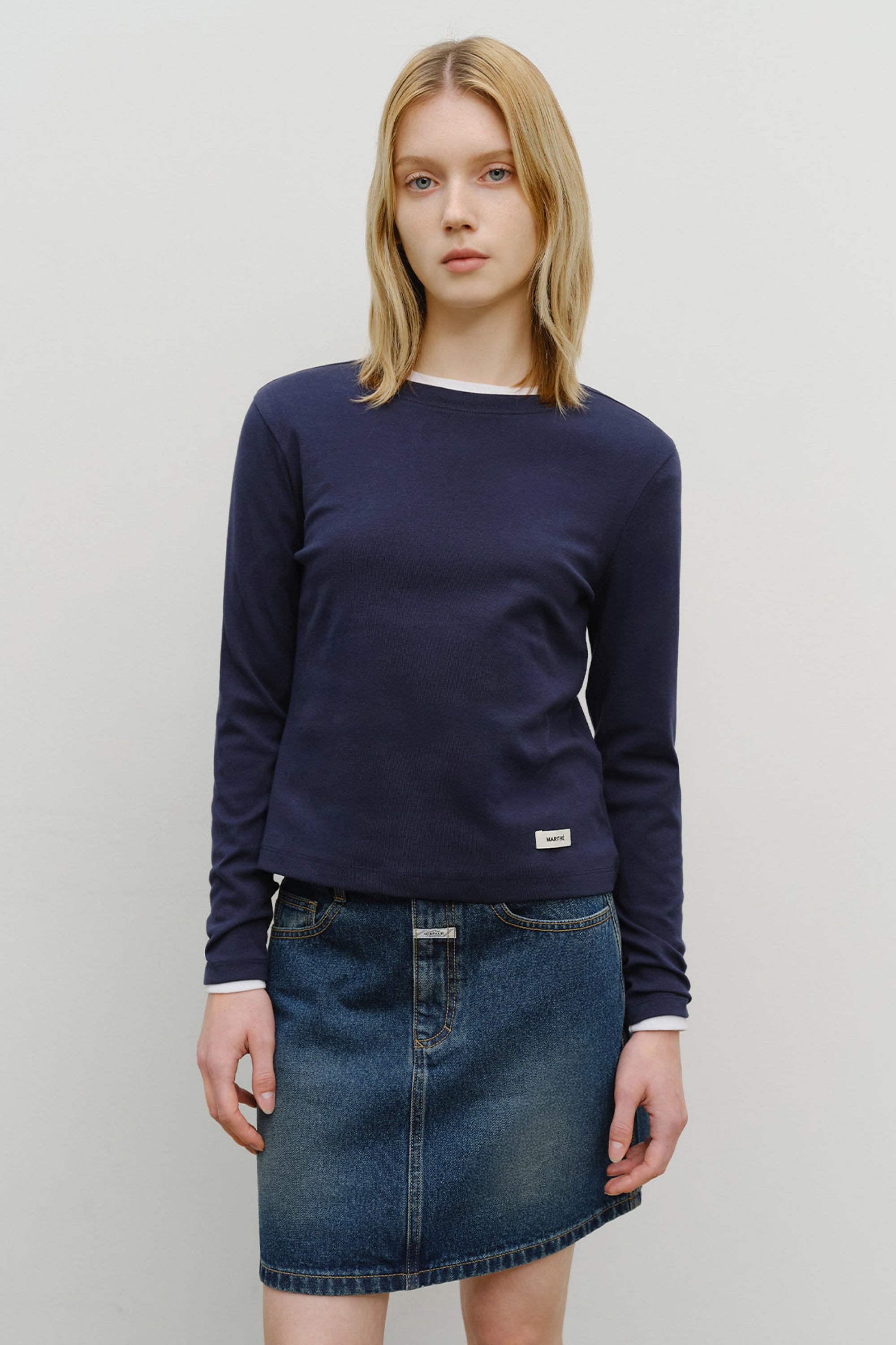 W Basic Long Sleeve  Navy