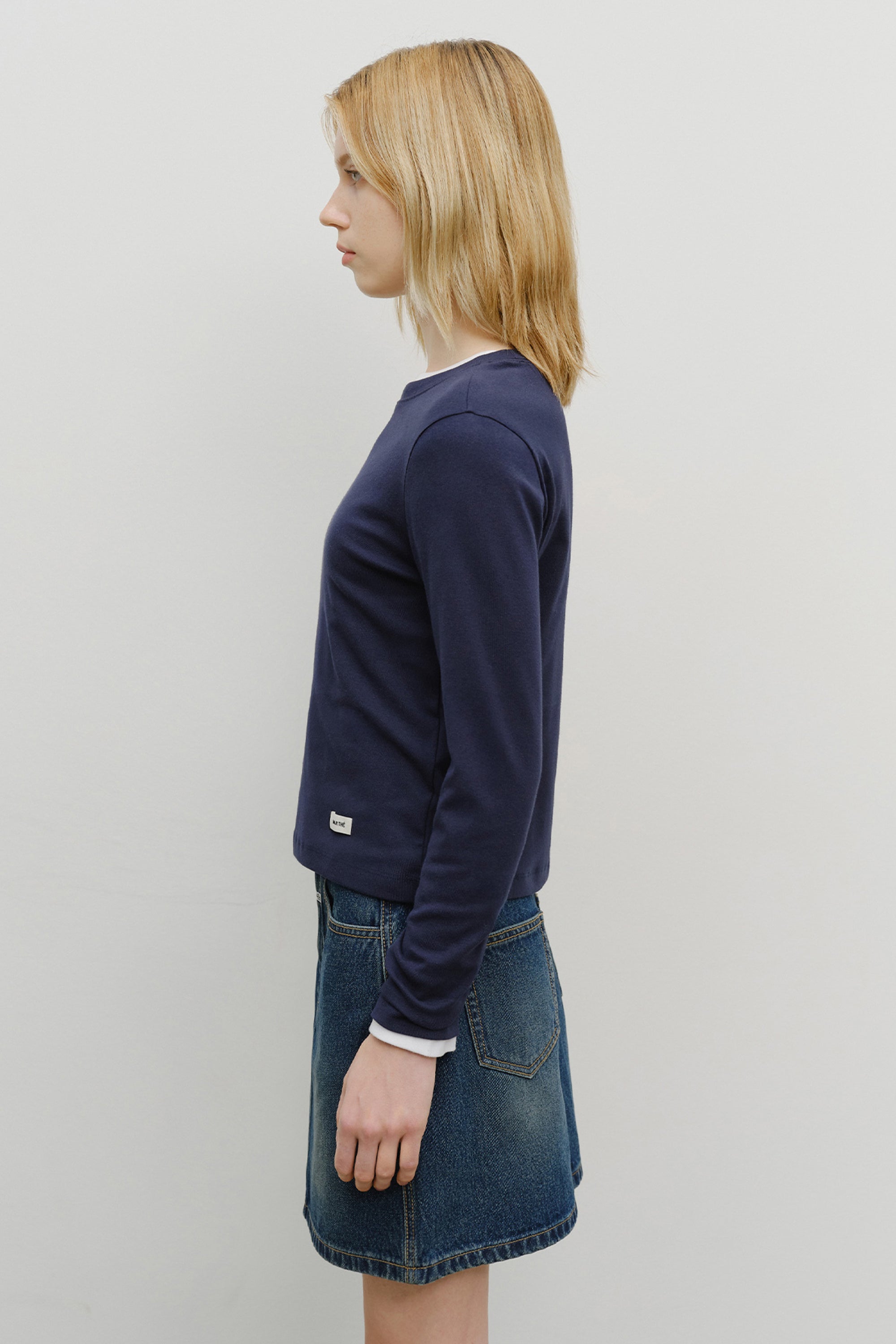 W Basic Long Sleeve  Navy