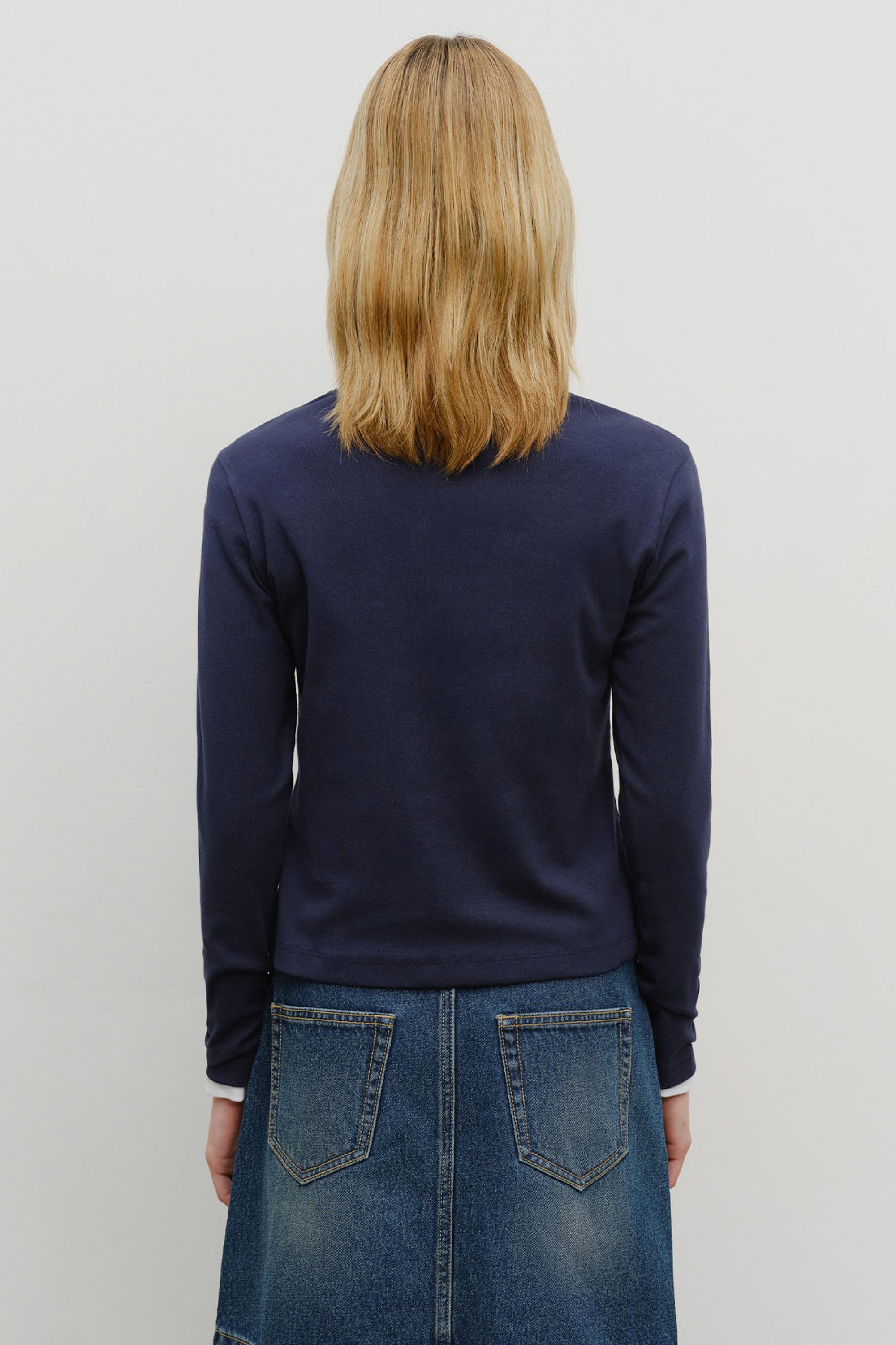 W Basic Long Sleeve  Navy