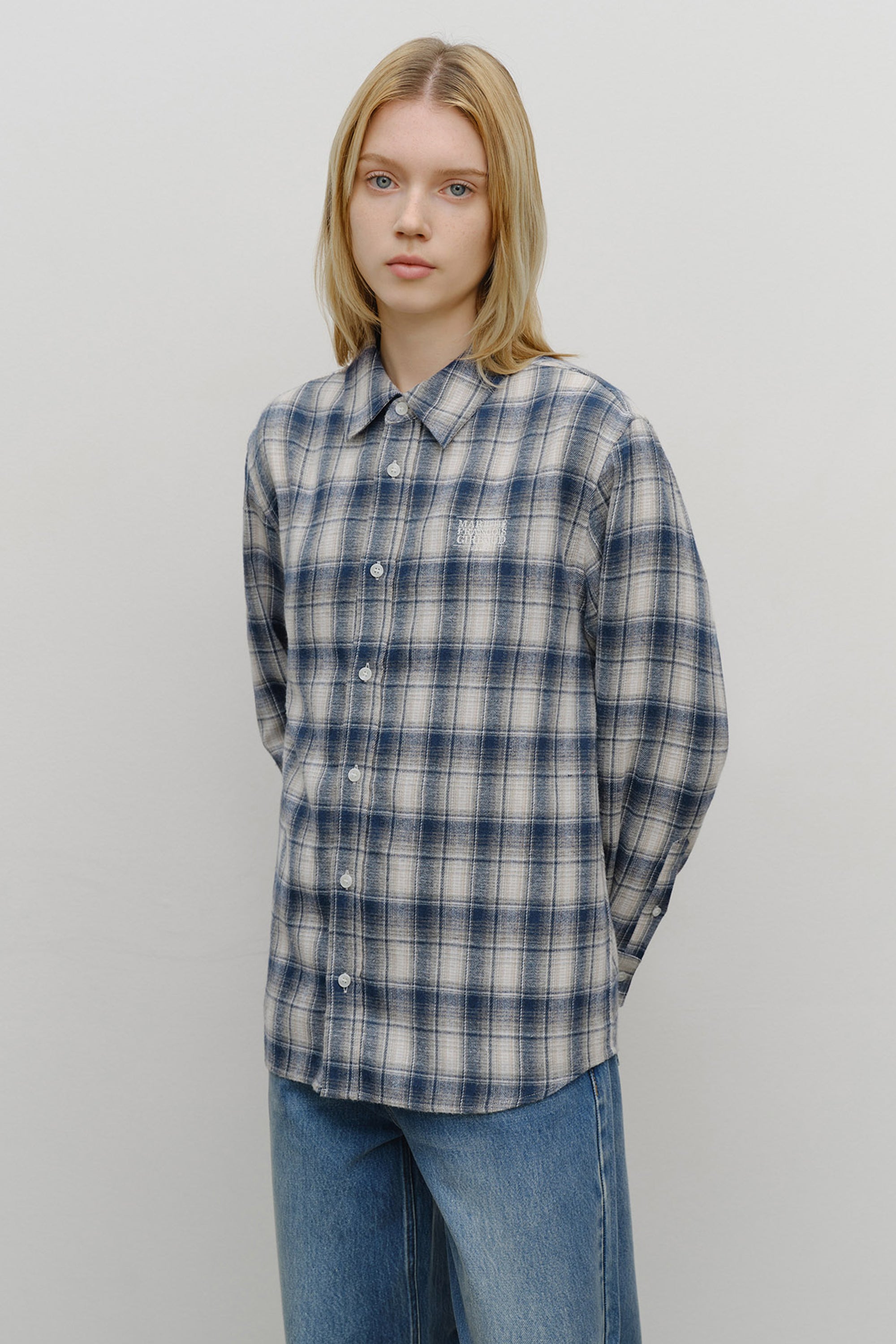 Classic Logo Ombre Check Shirt Navy