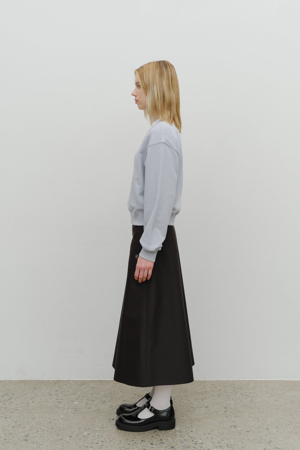 W Semi Flare Skirt Black