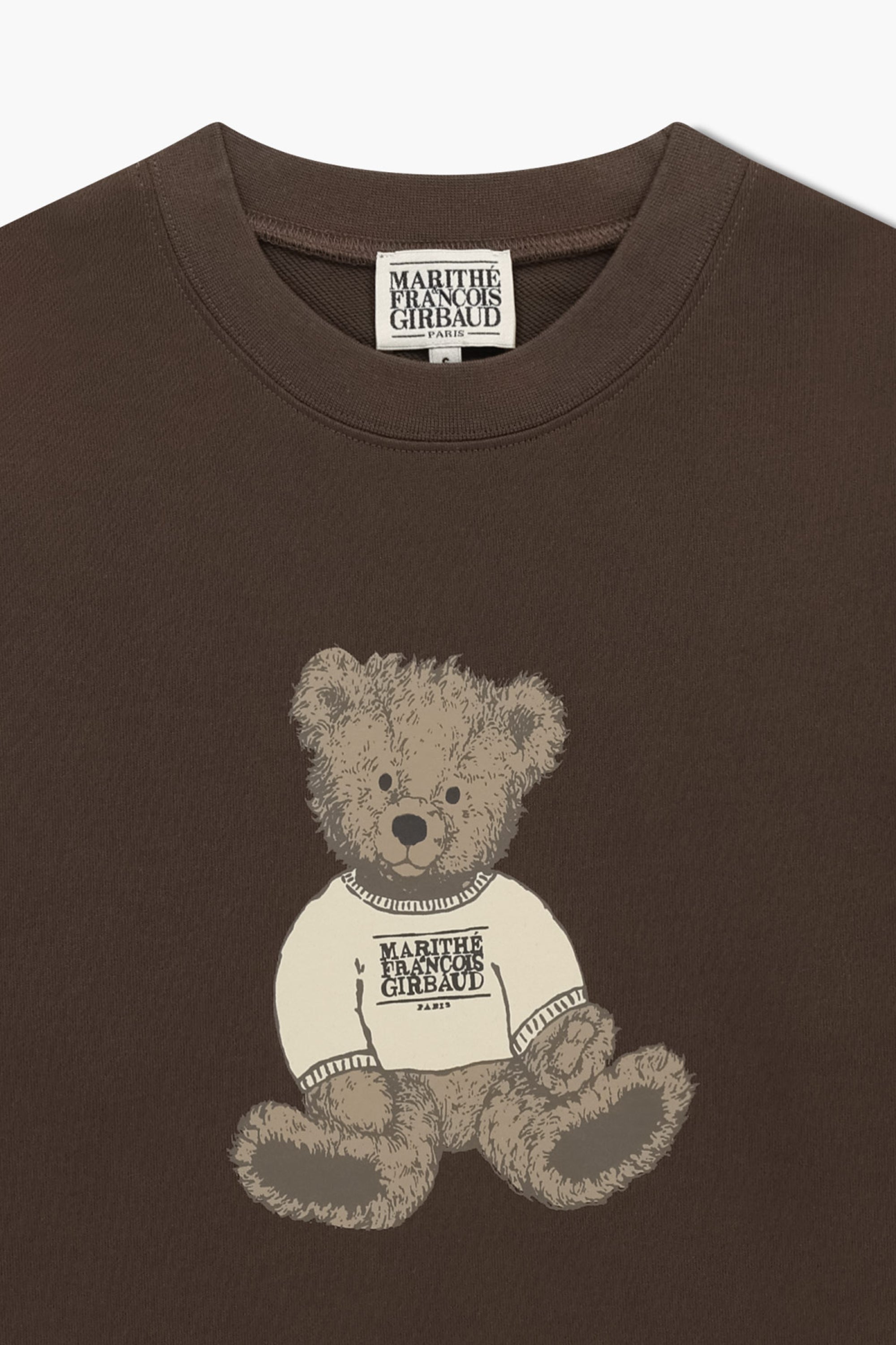 W Doodle Bear Crop Sweatshirt Brown
