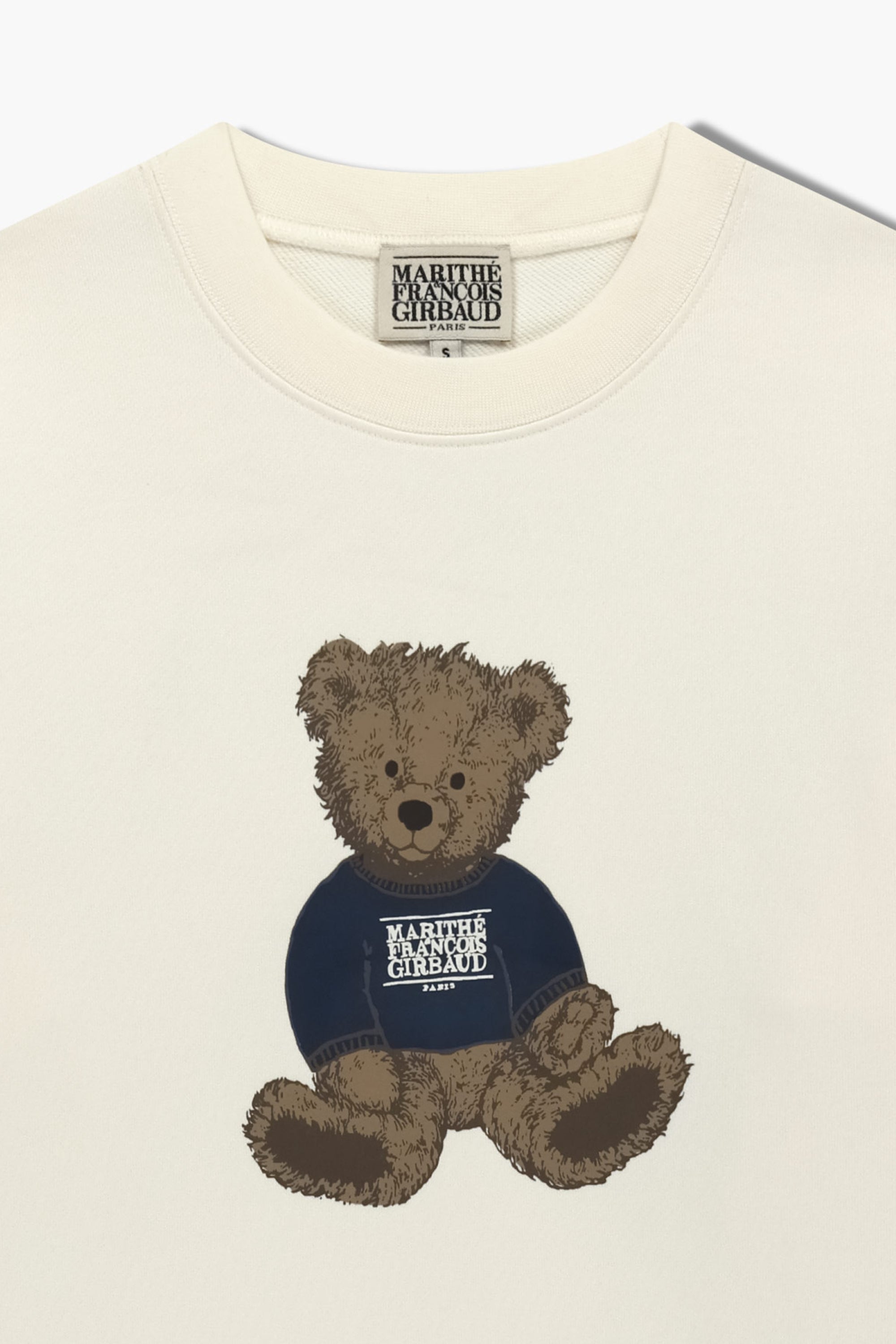W Doodle Bear Crop Sweatshirt Ivory