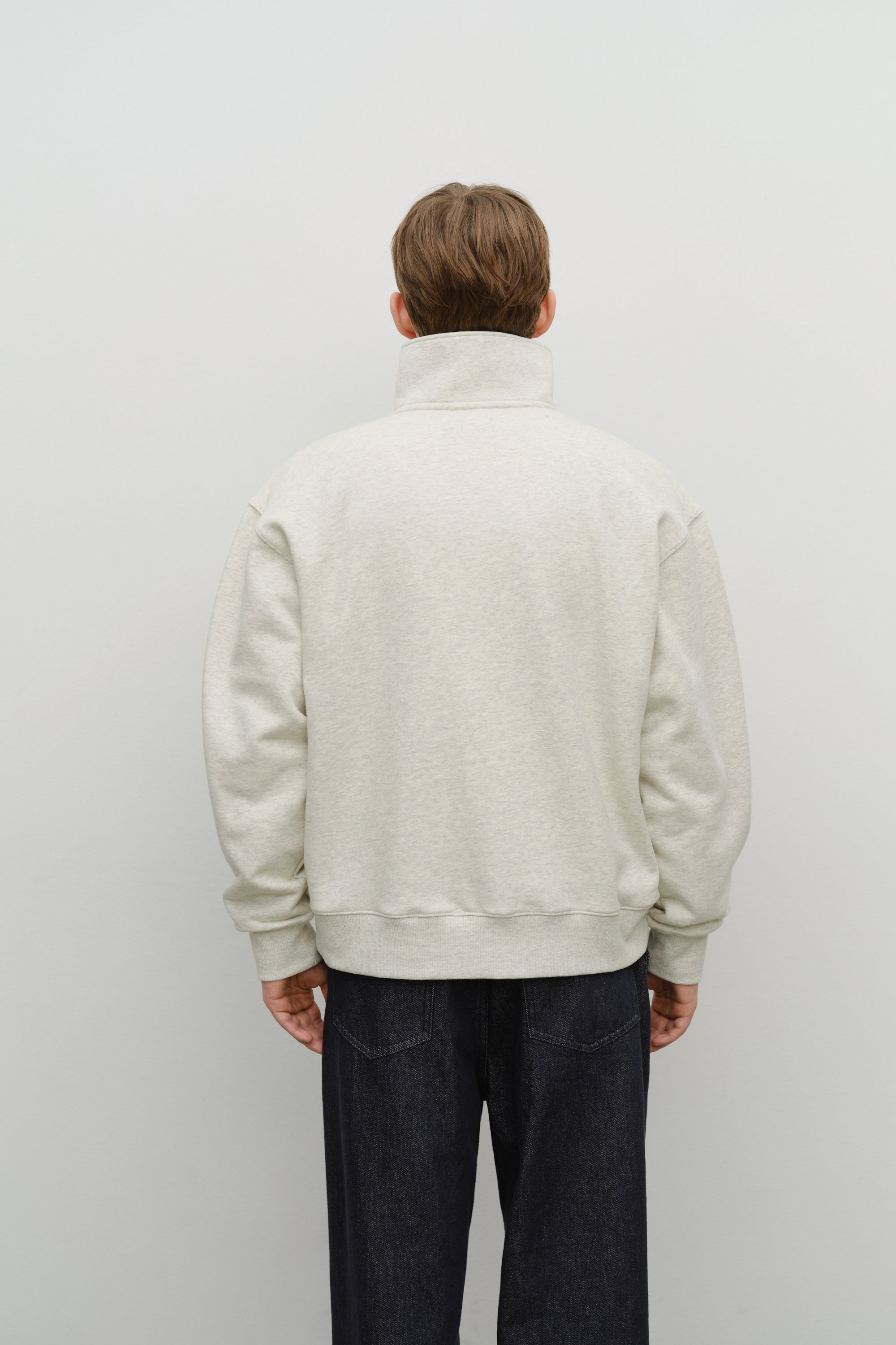 Classic Logo Half Zipup Sweatshirt Oatmeal