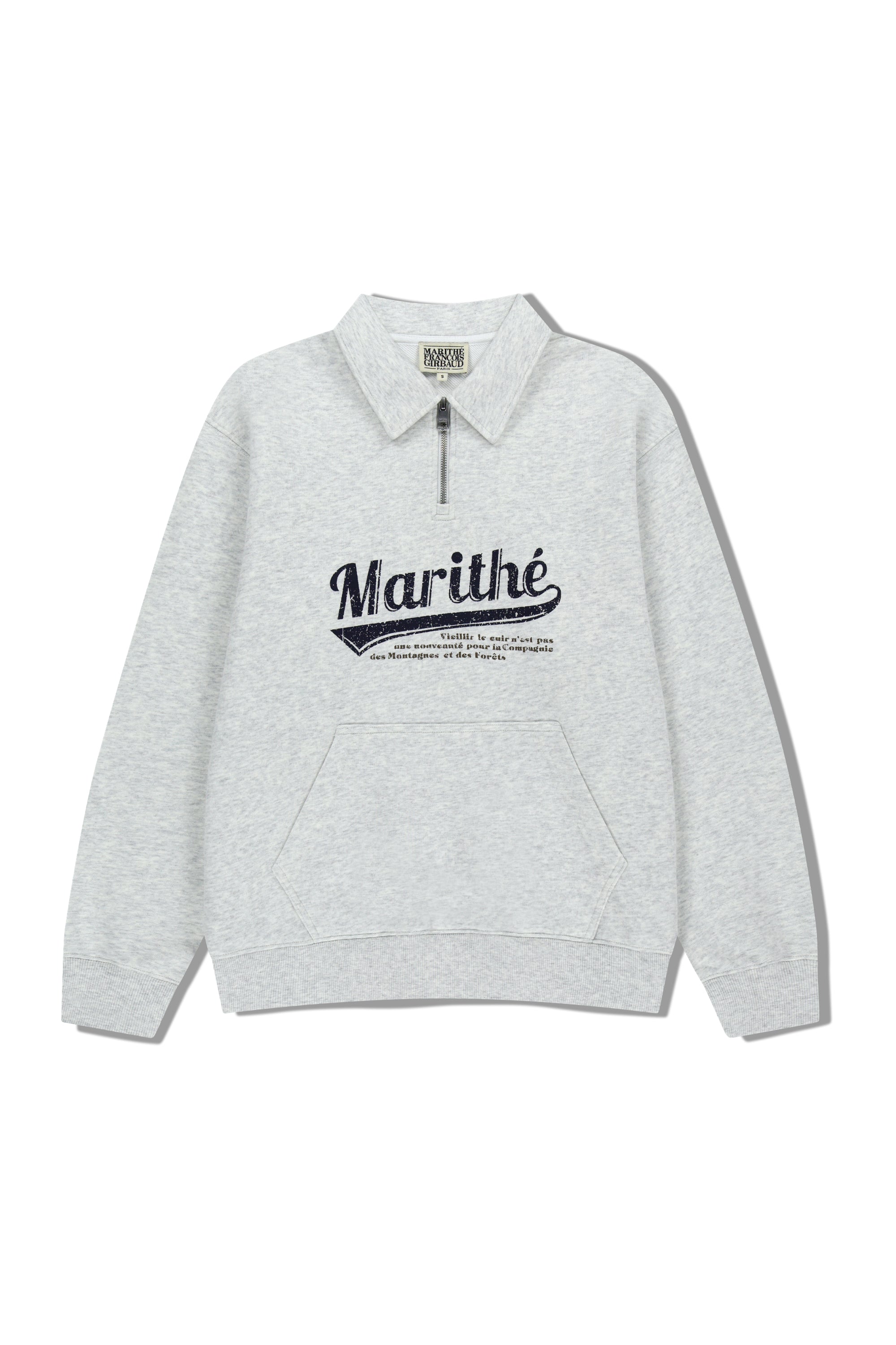 Baseball Logo Collar Half Zipup Sweatshirt Light Heather Gray