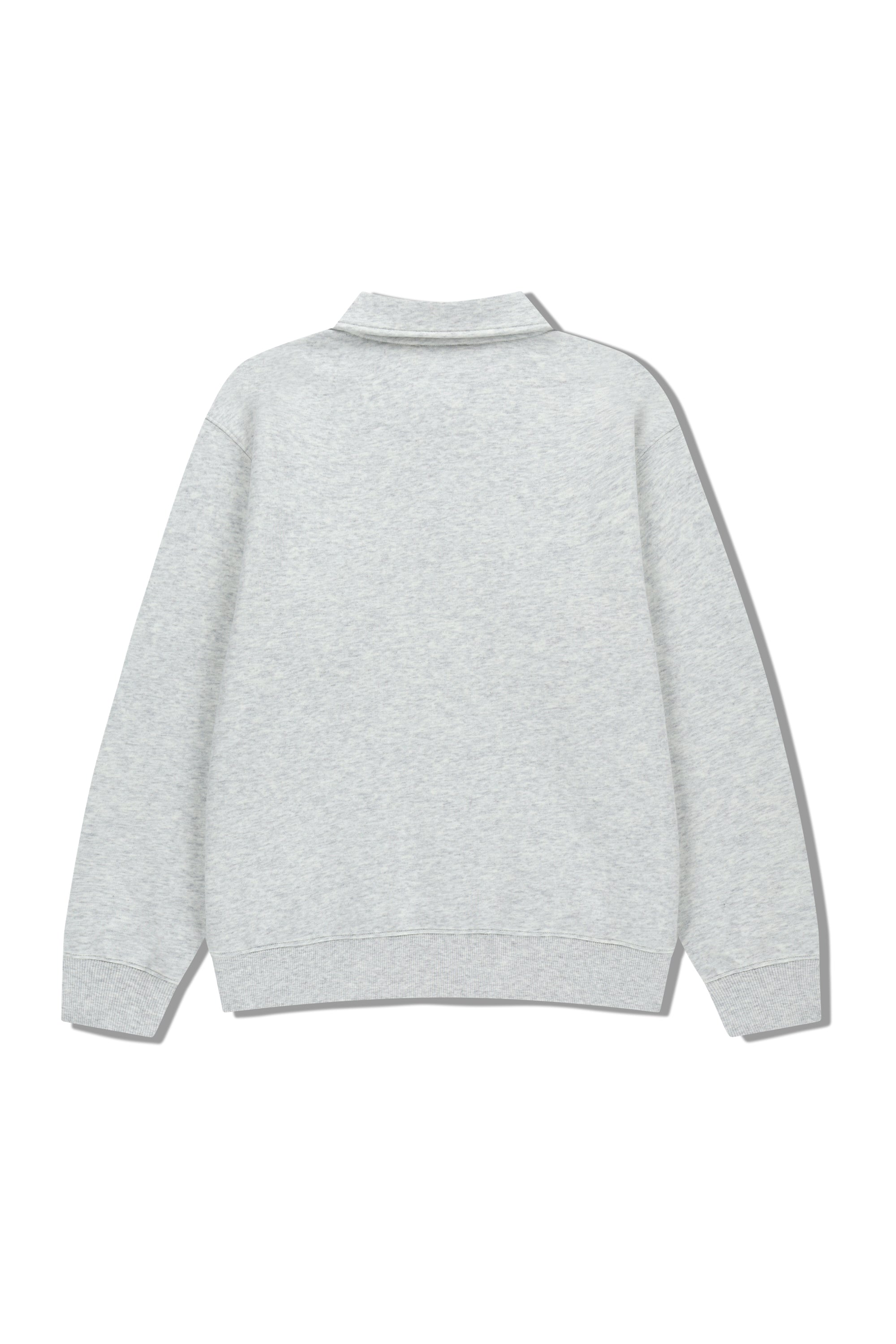 Baseball Logo Collar Half Zipup Sweatshirt Light Heather Gray