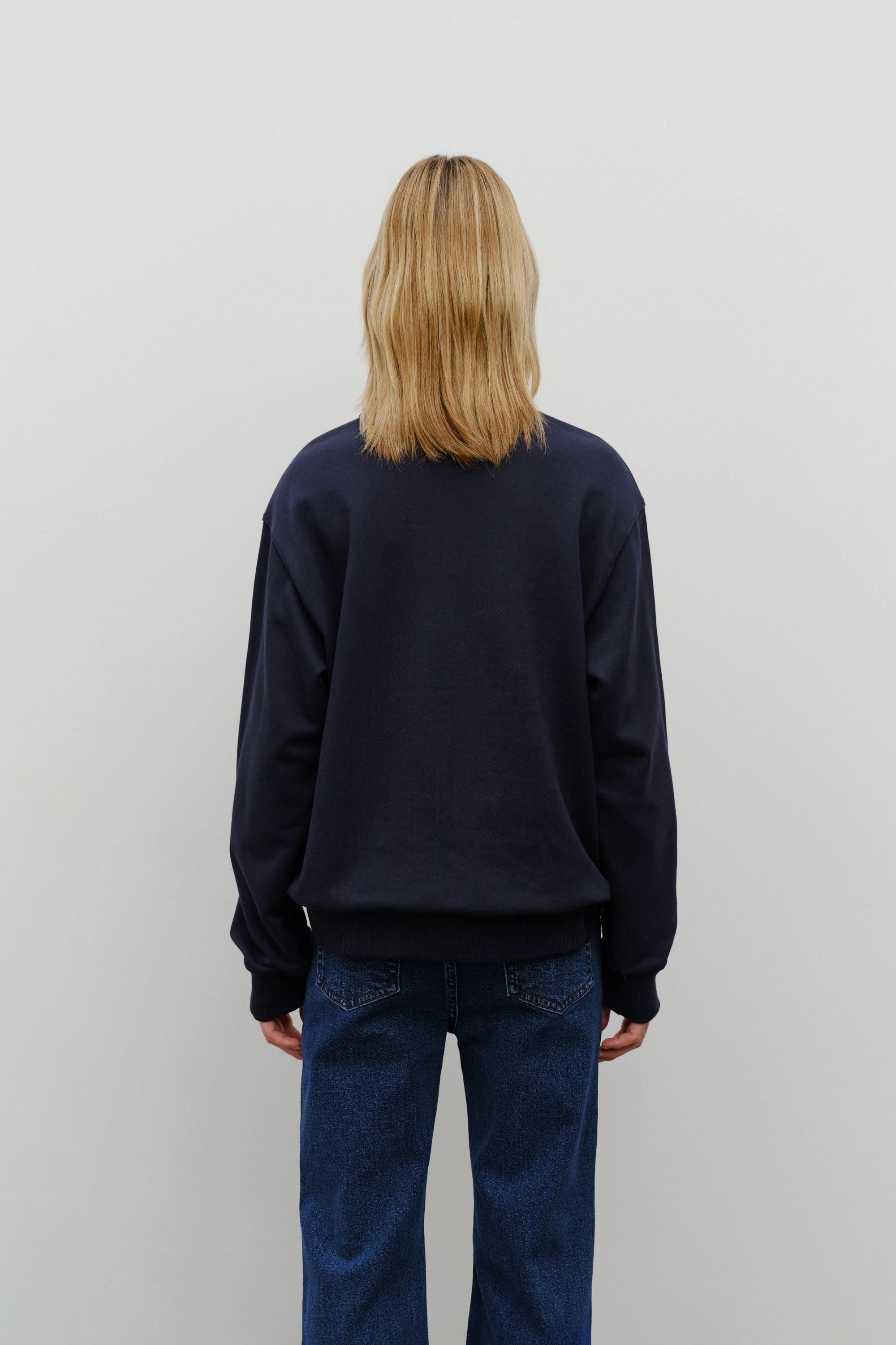 Baseball Logo Collar Half Zipup Sweatshirt Navy