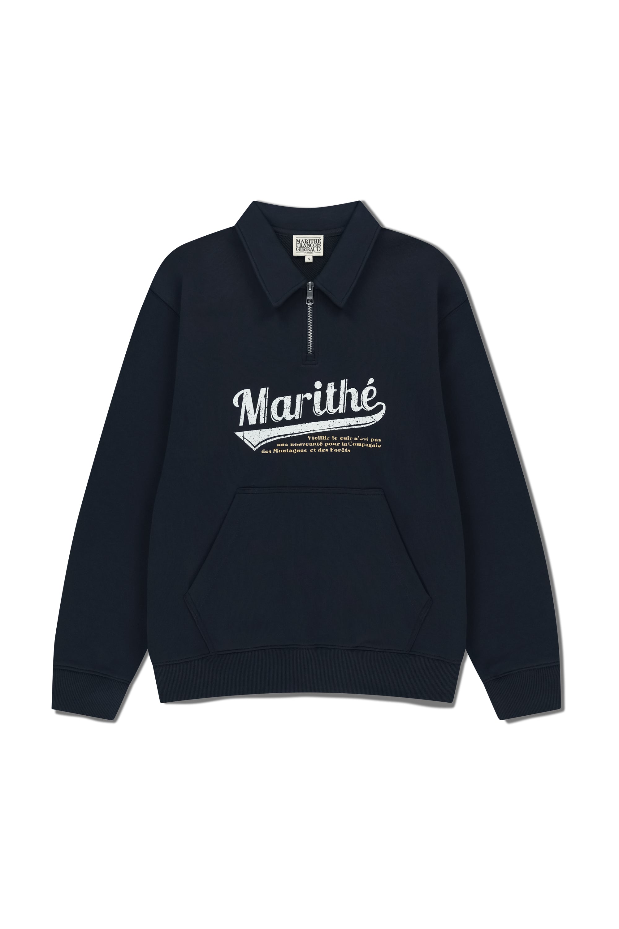 Baseball Logo Collar Half Zipup Sweatshirt Navy