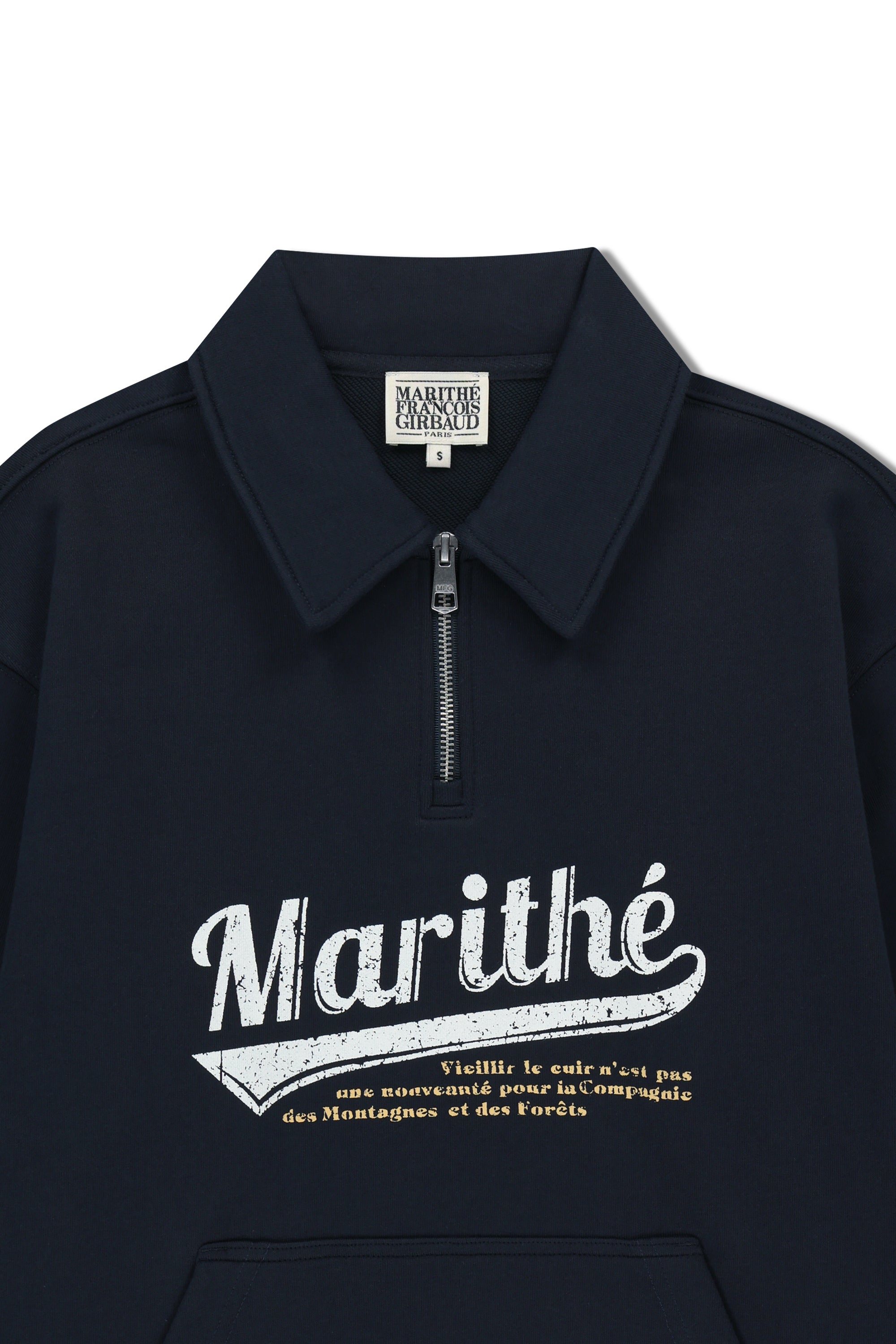 Baseball Logo Collar Half Zipup Sweatshirt Navy