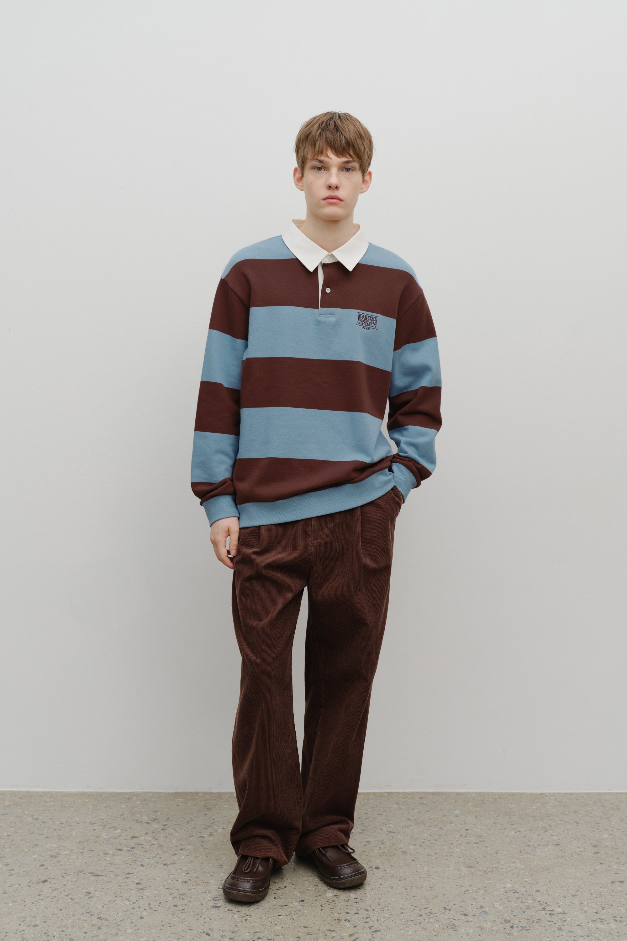 Classic Logo Stripe Rugby Sweatshirt Blue