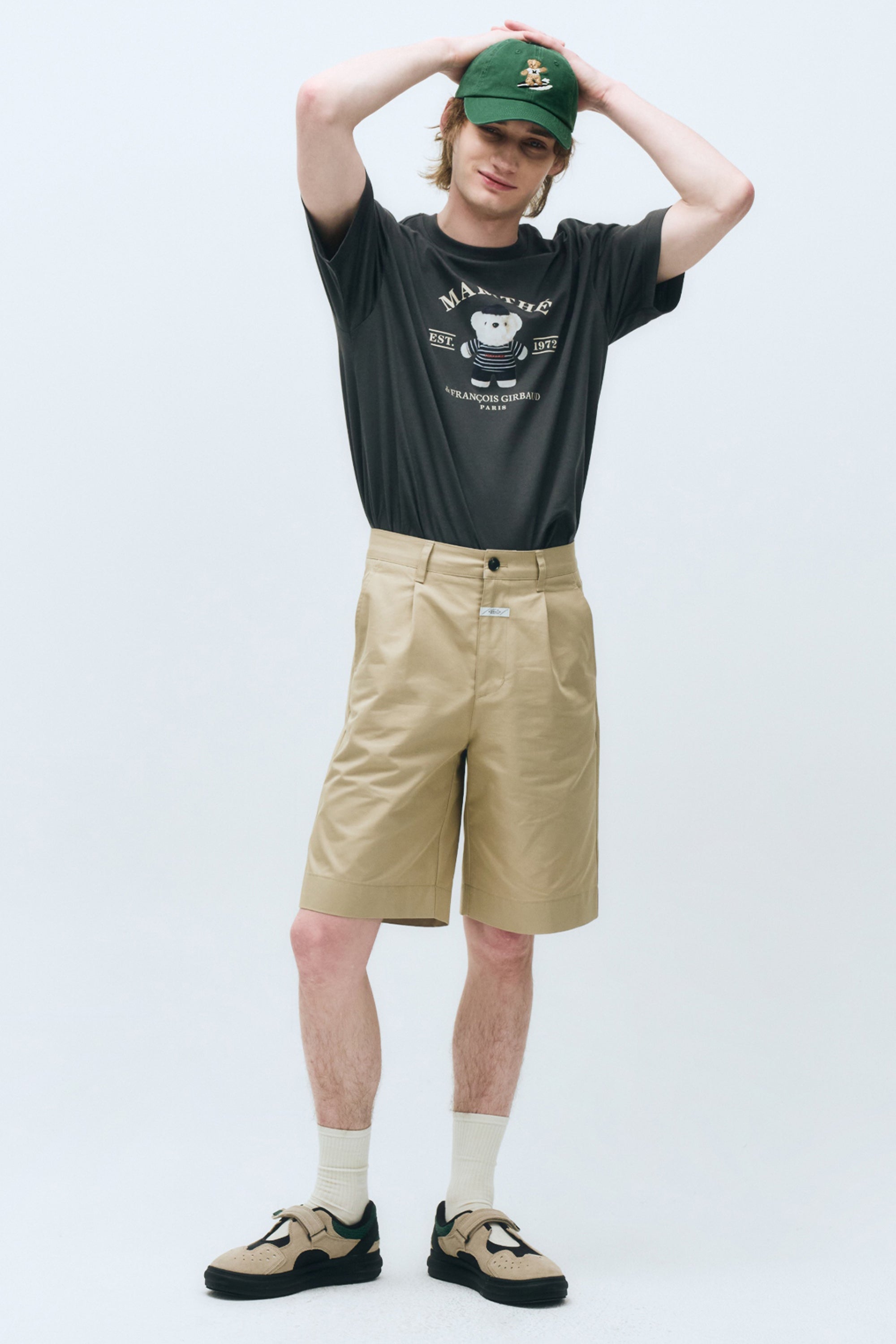 Doodle Bear Image Graphic Tee Charcoal