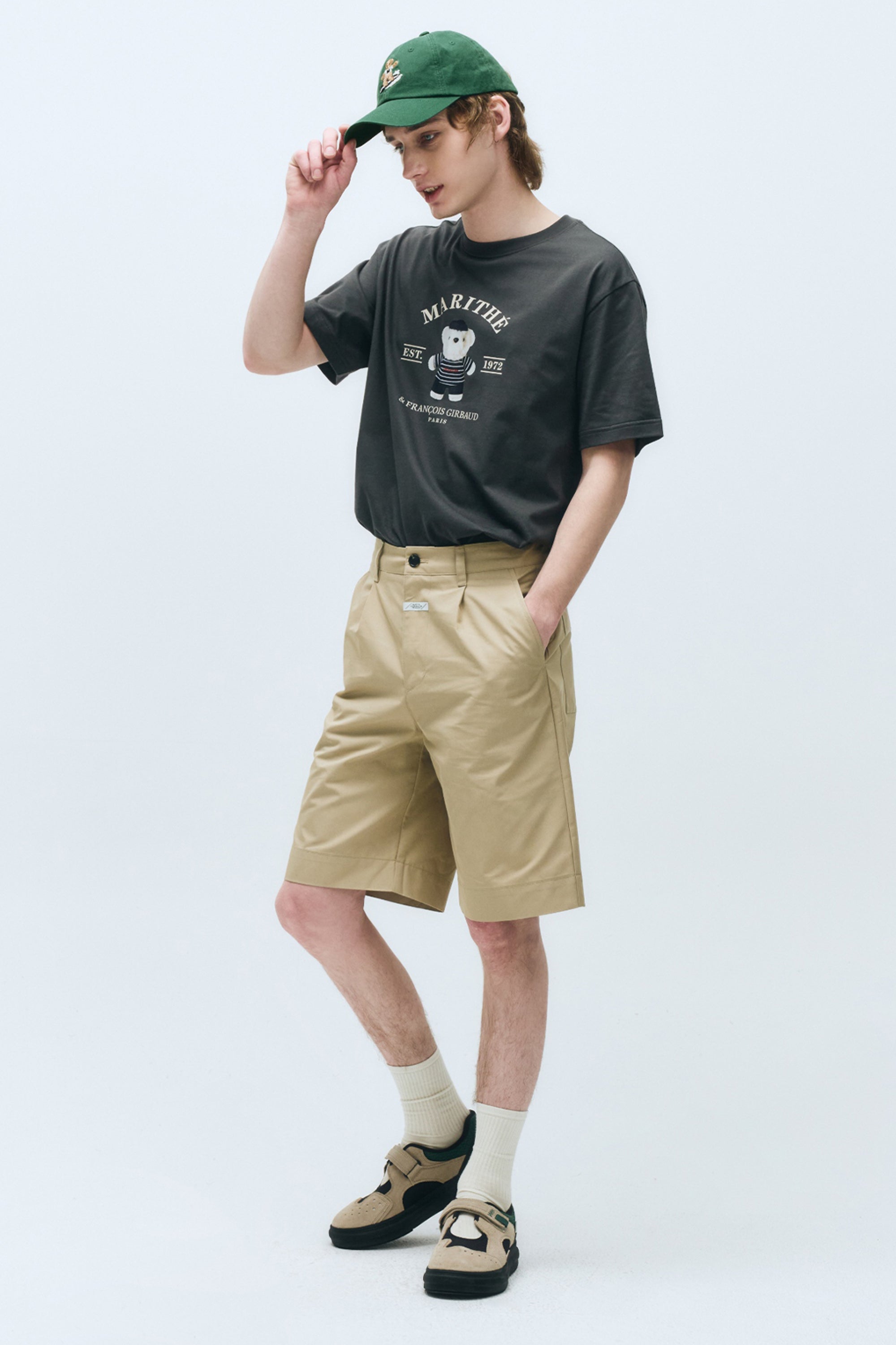 Doodle Bear Image Graphic Tee Charcoal