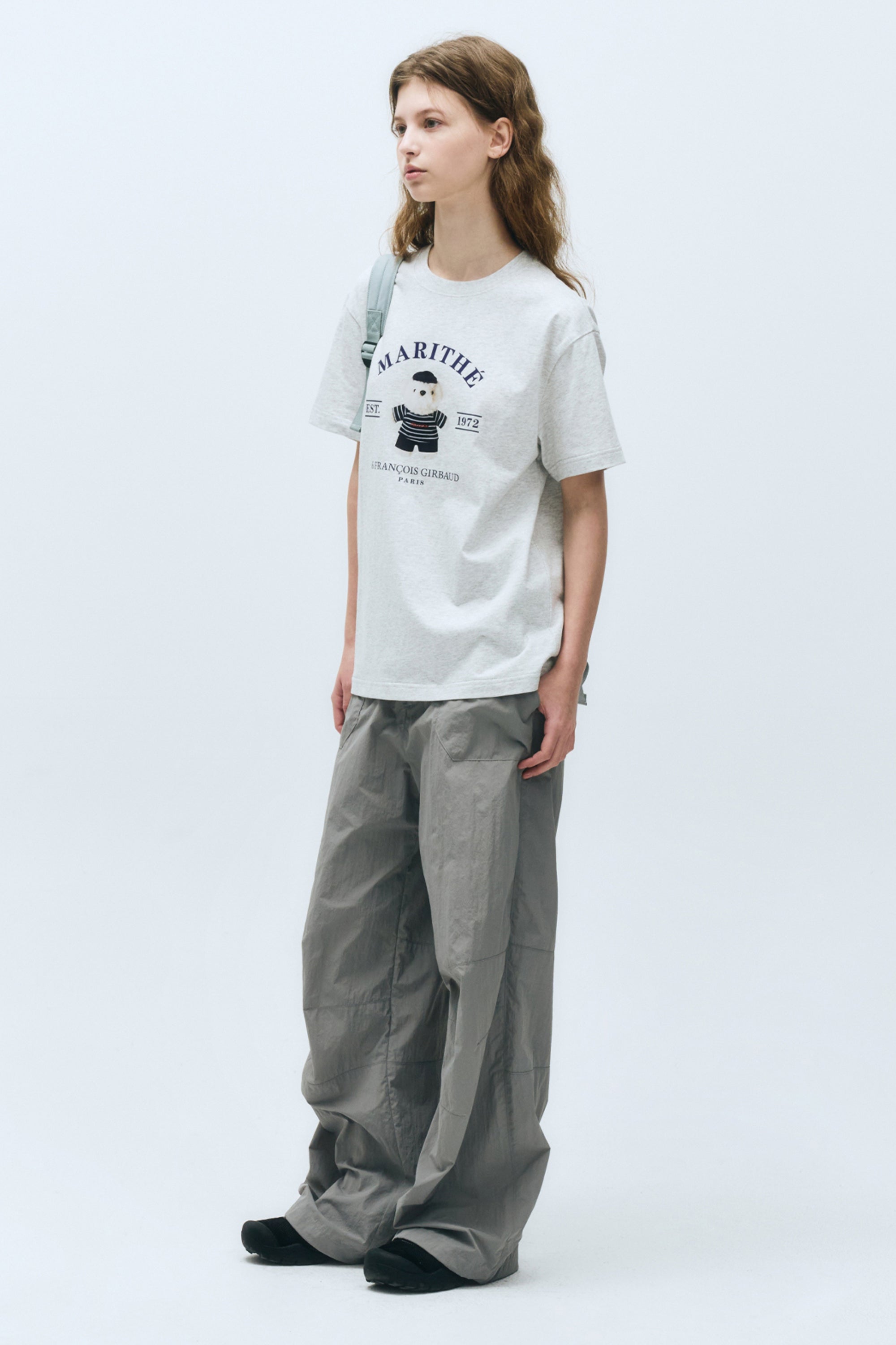 Doodle Bear Image Graphic Tee Light Heather Gray