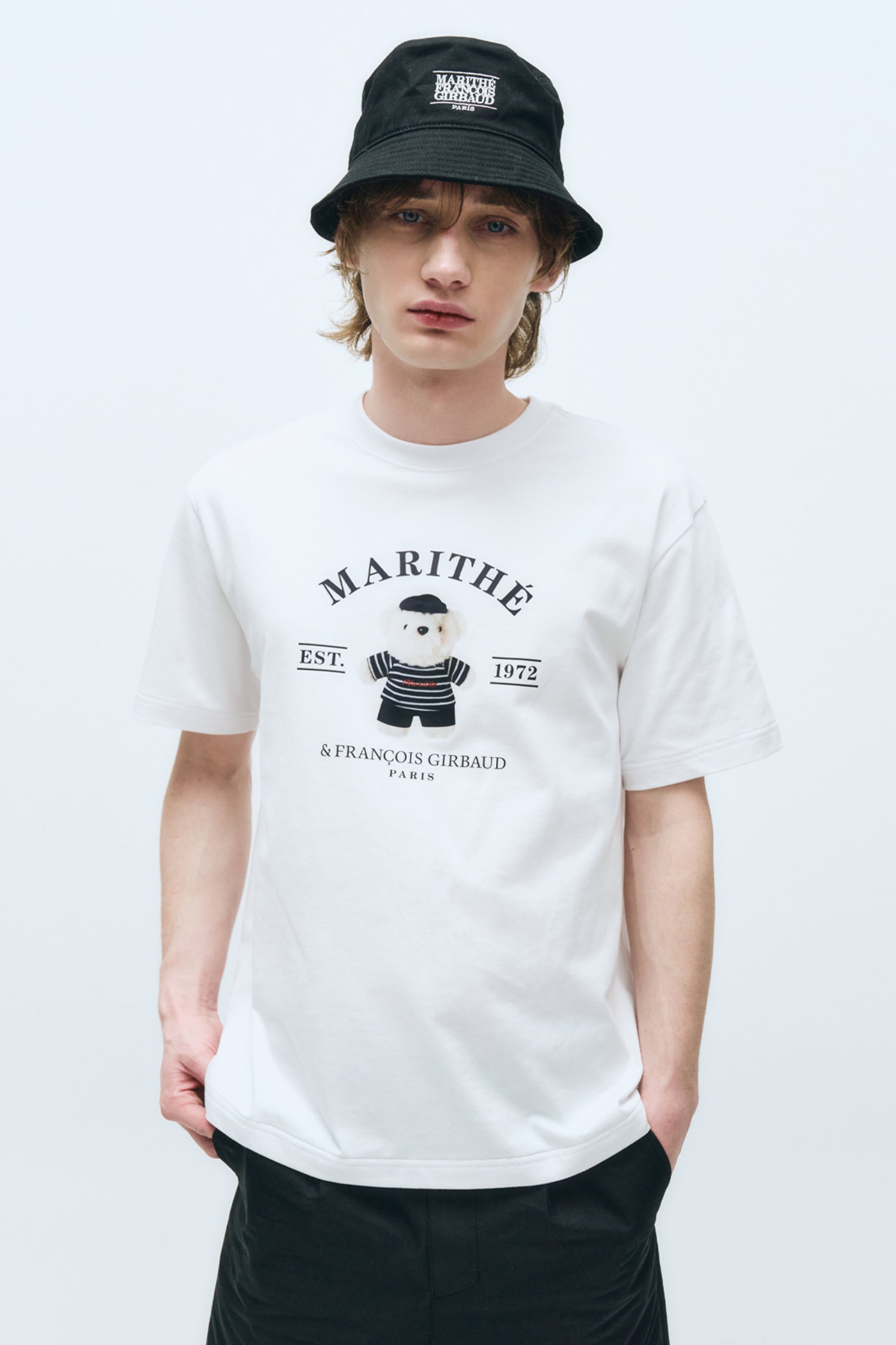 Doodle Bear Image Graphic Tee White