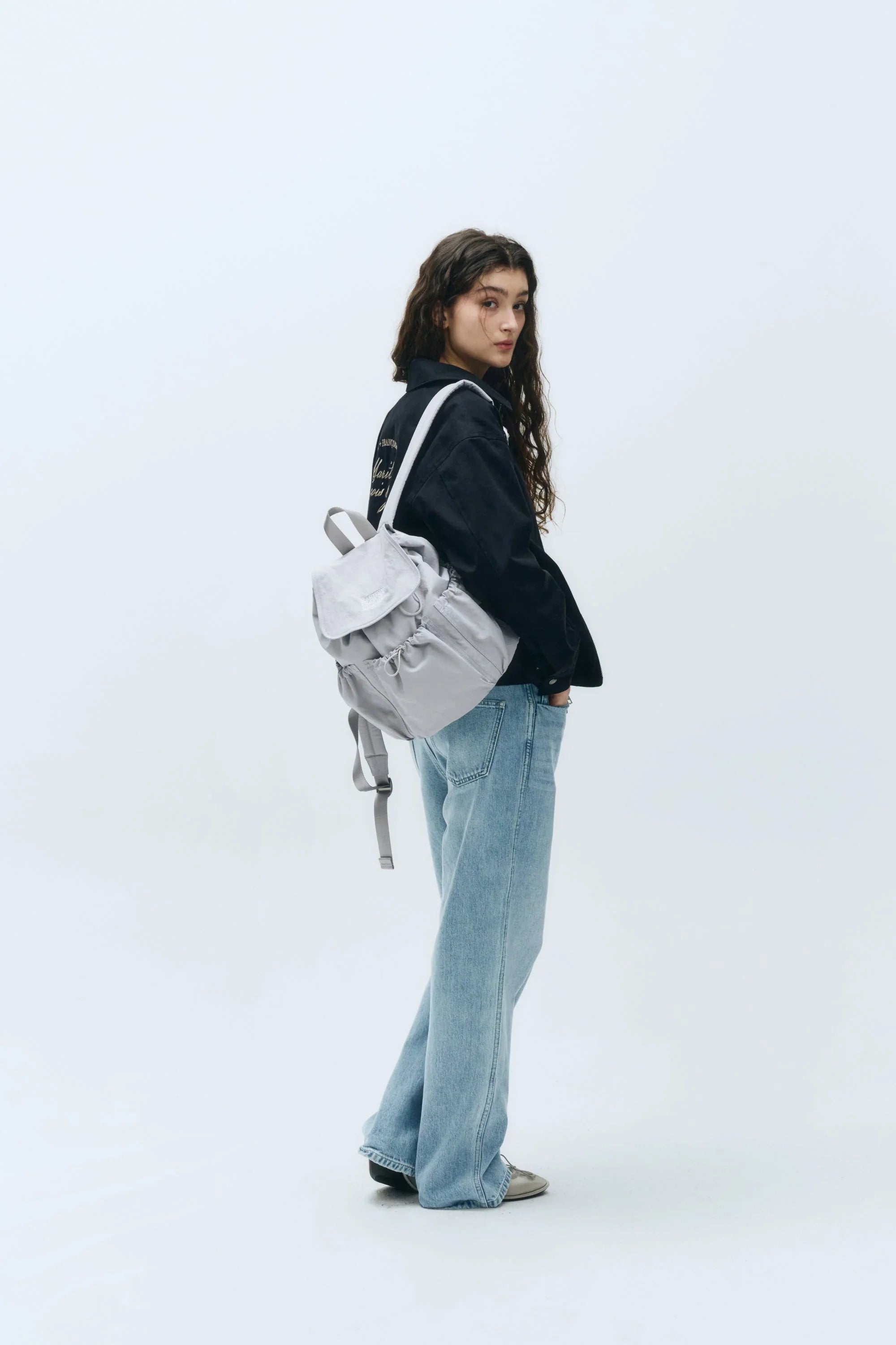 Classic Logo Pocket Backpack Gray