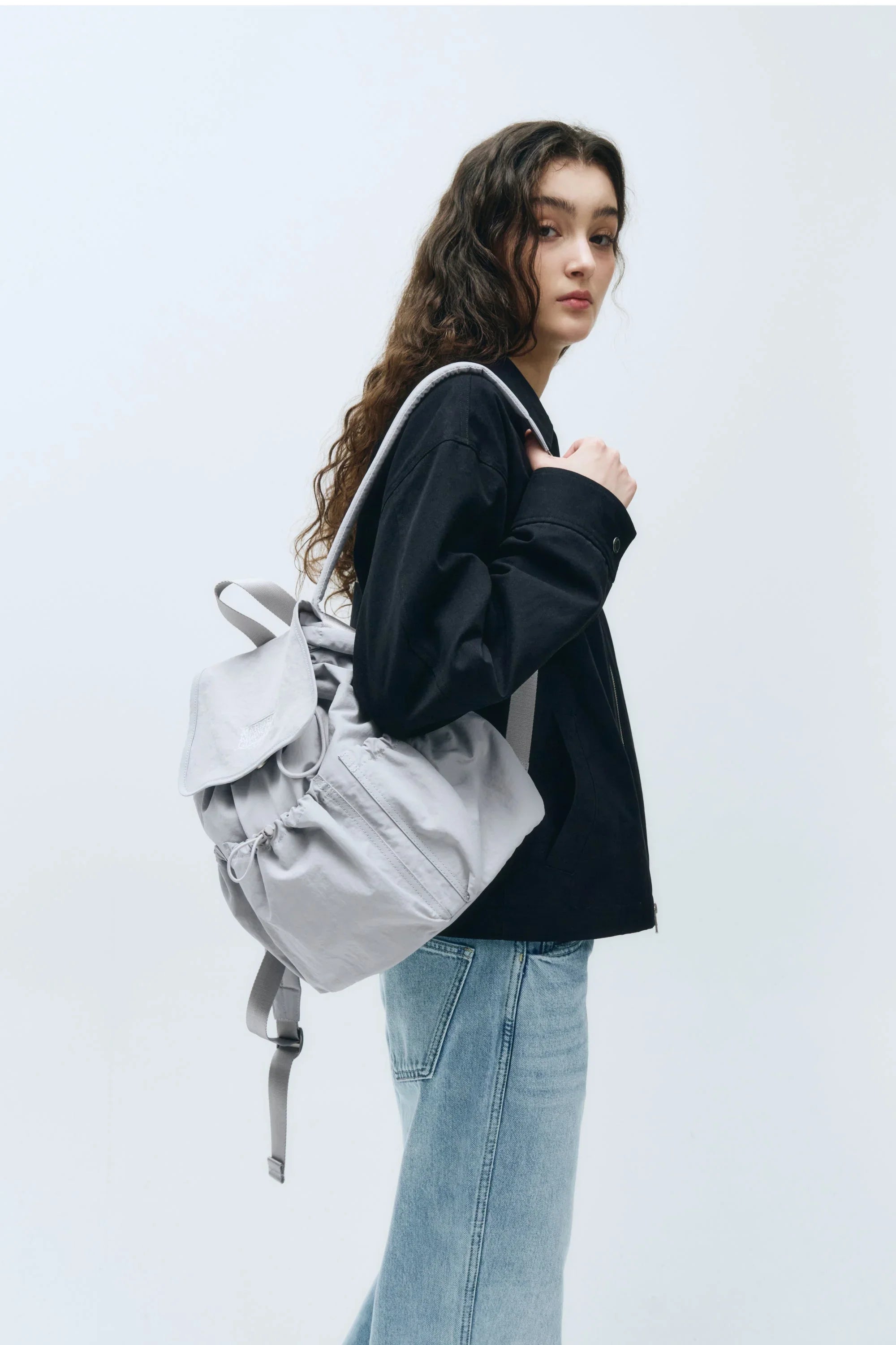 Classic Logo Pocket Backpack Gray