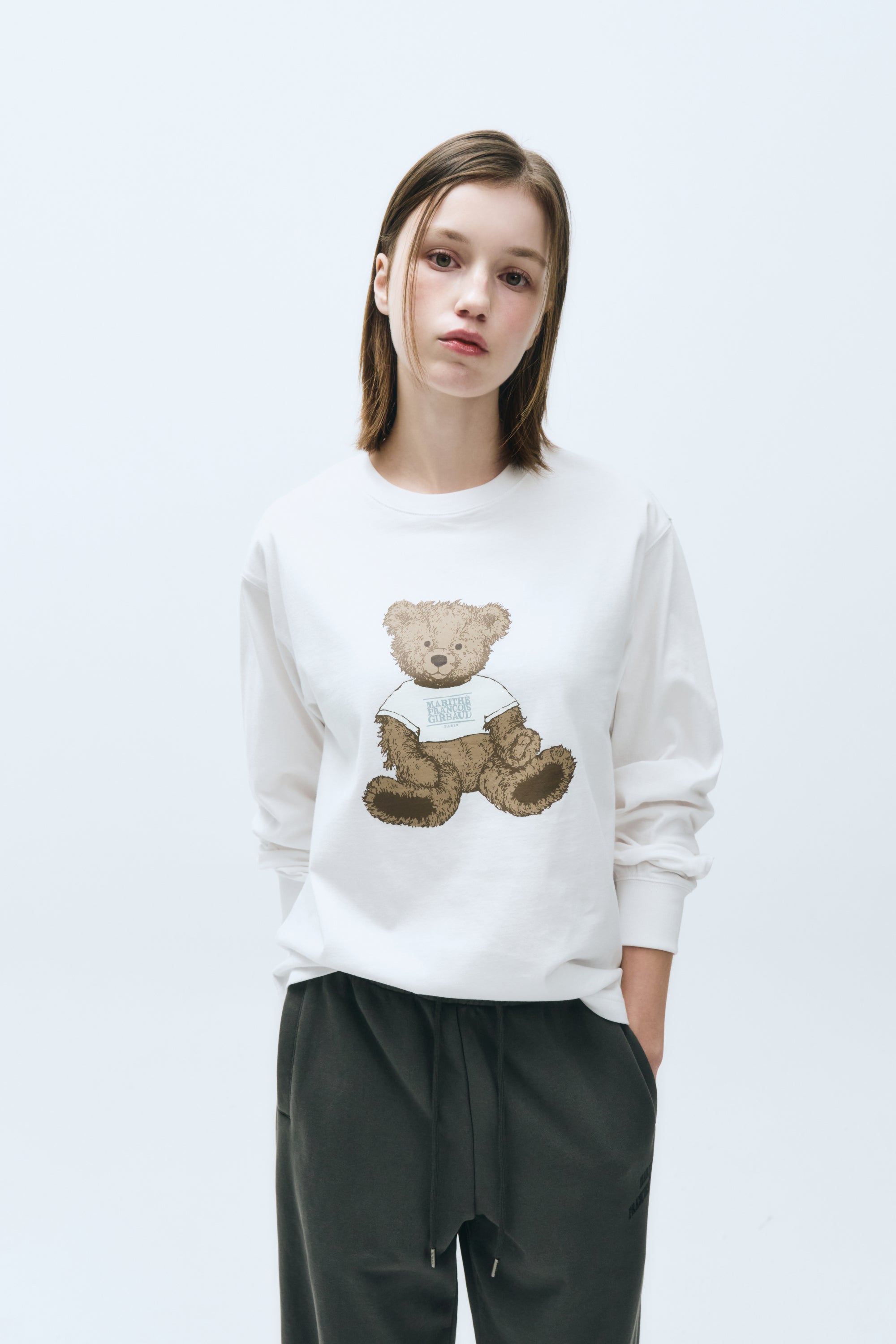 Doodle Bear Long Sleeve White
