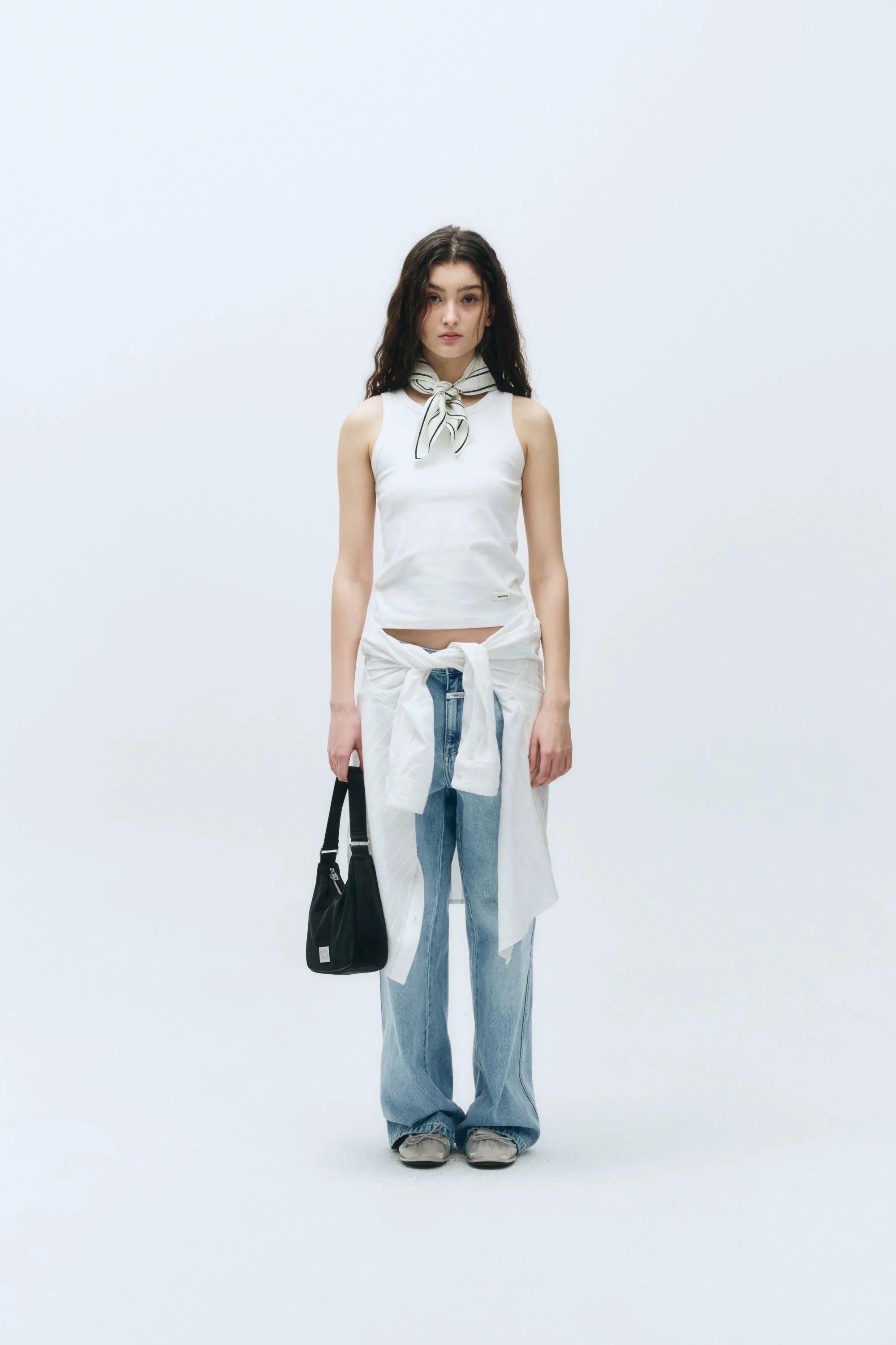 W U Neck Sleeveless White