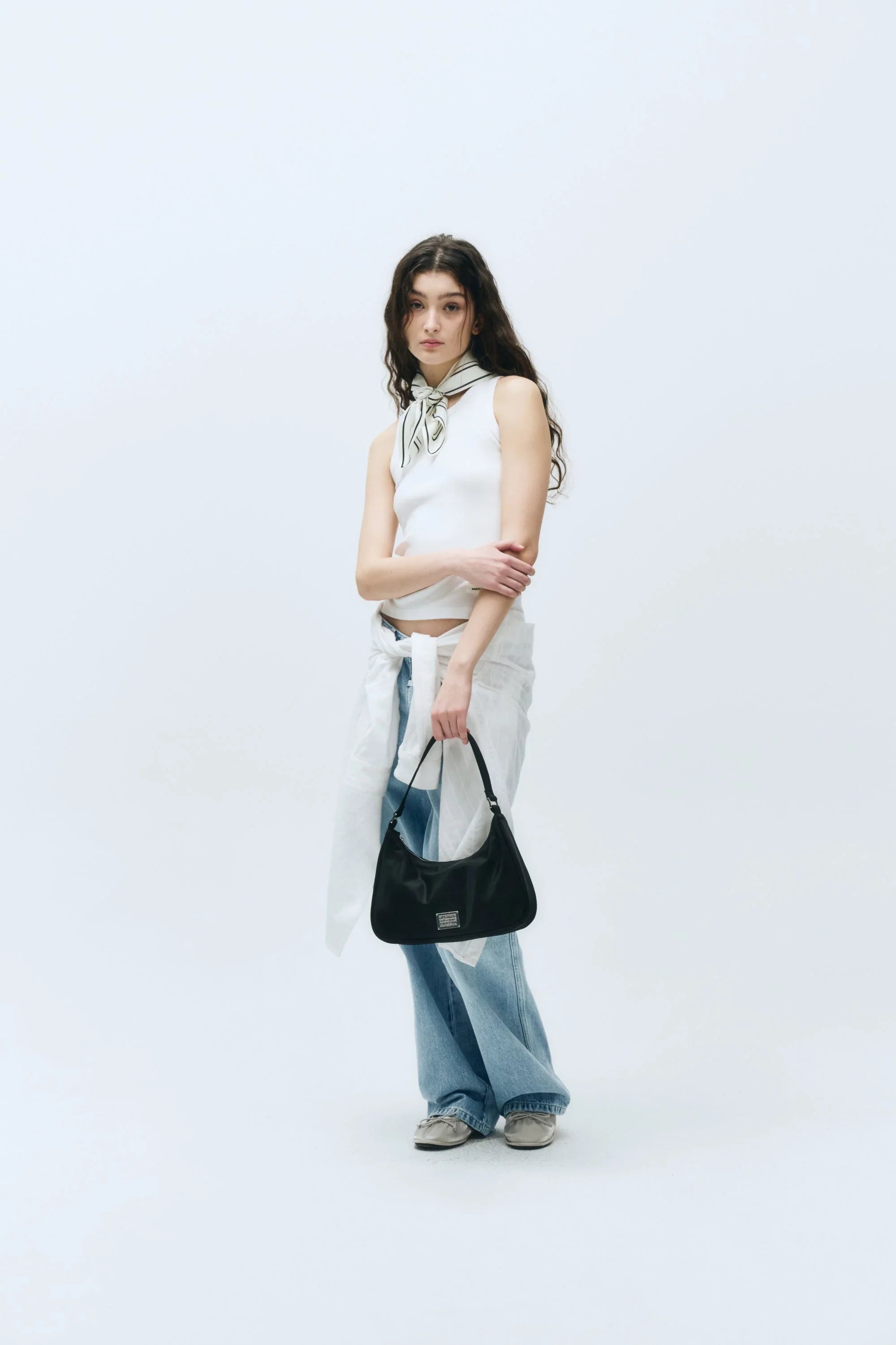 W U Neck Sleeveless White