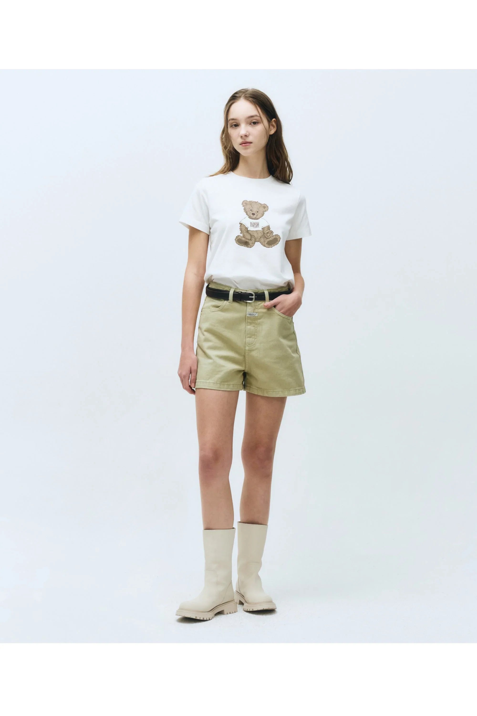 W Doodle Bear Tee White