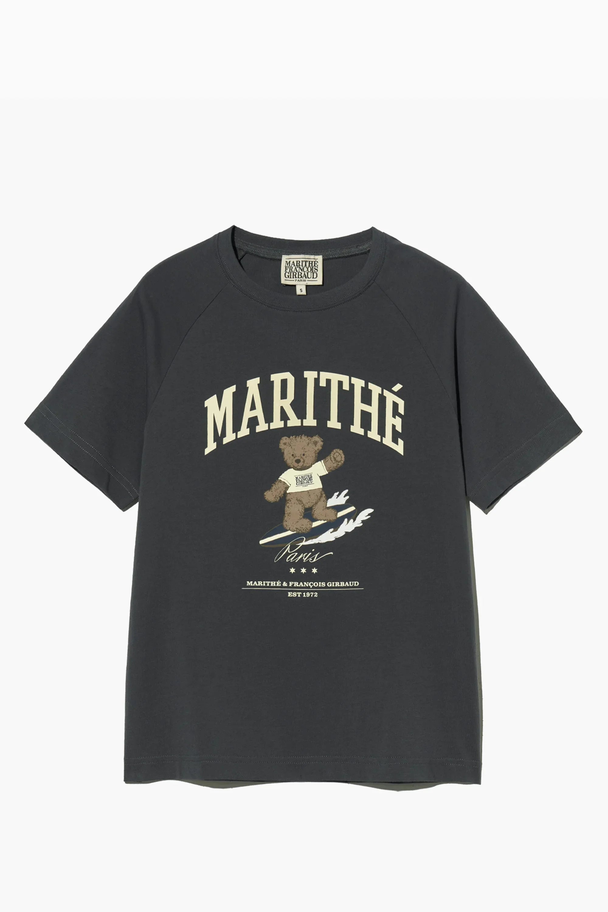 W Doodle Bear Raglan Tee Charcoal