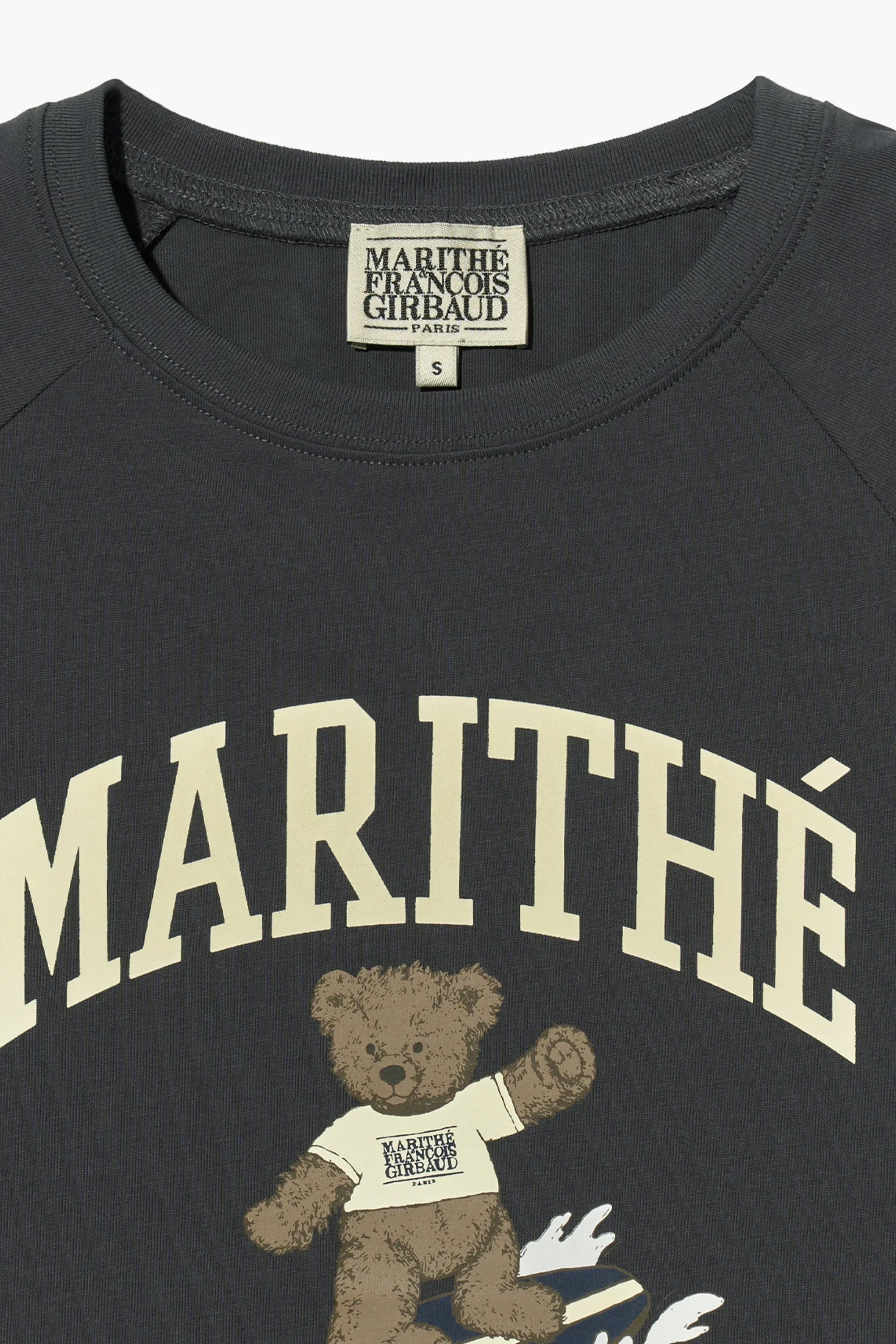 W Doodle Bear Raglan Tee Charcoal