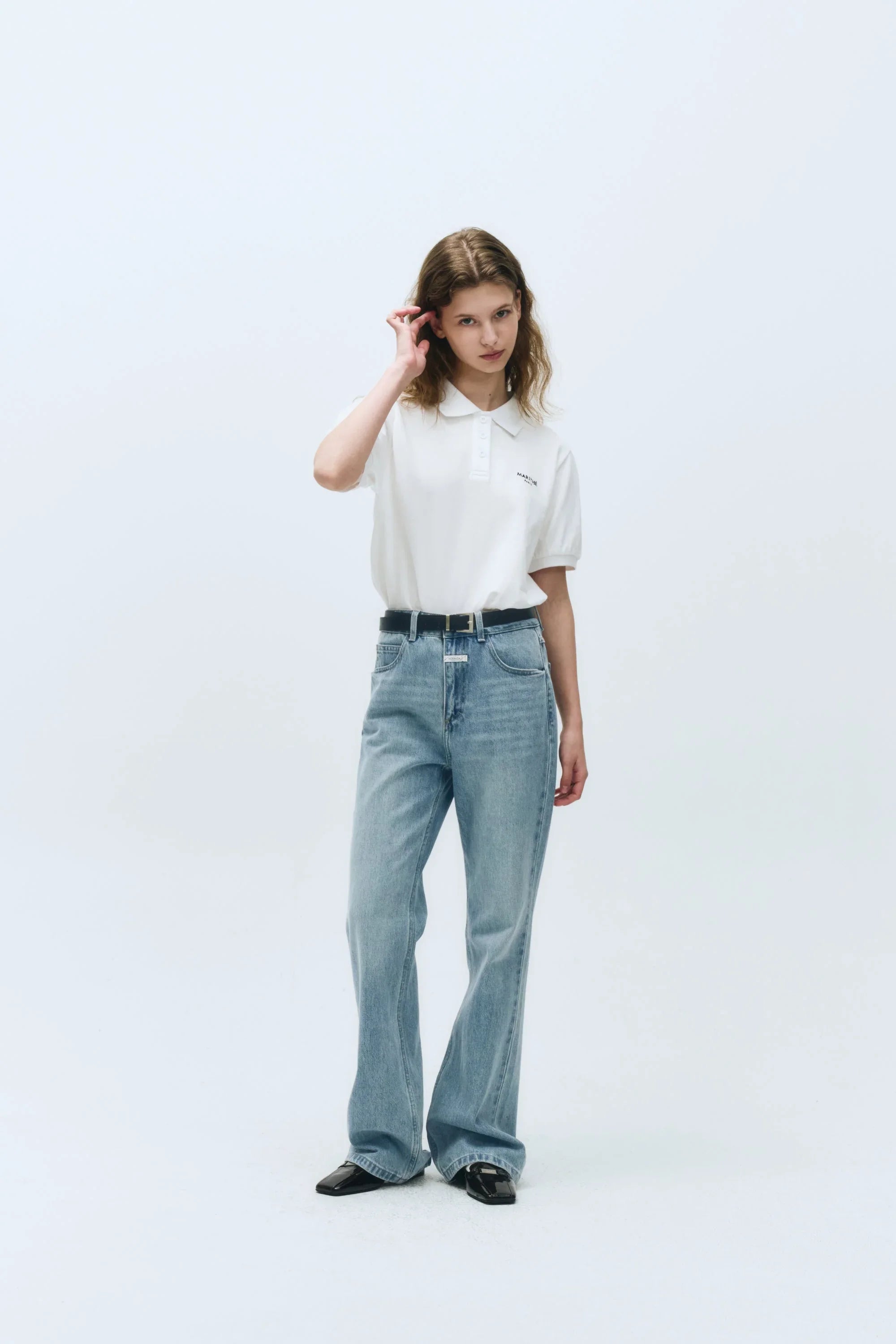 W Pique Puff Sleeve Tee White