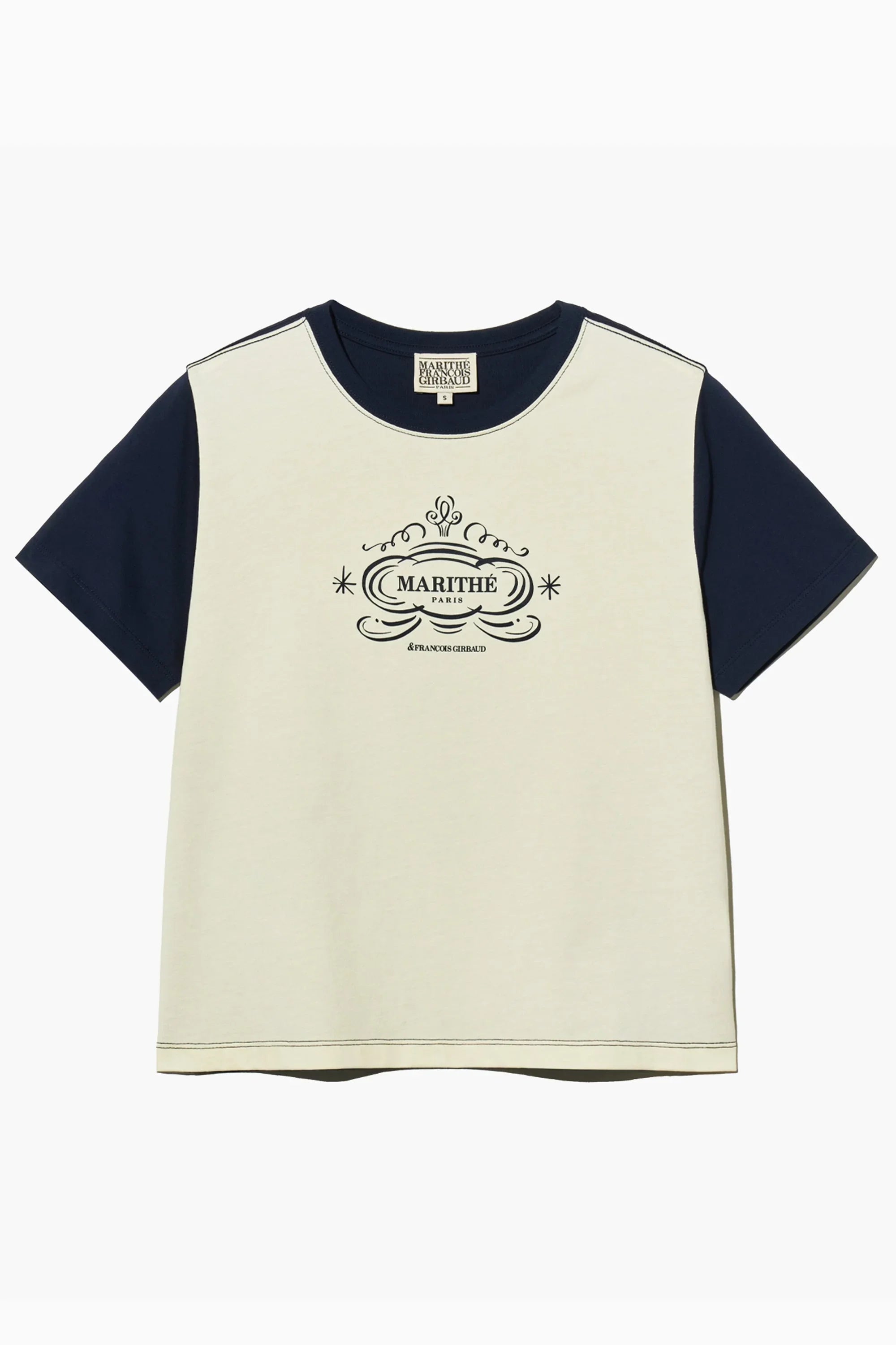 W Contrast Graphic Tee Navy