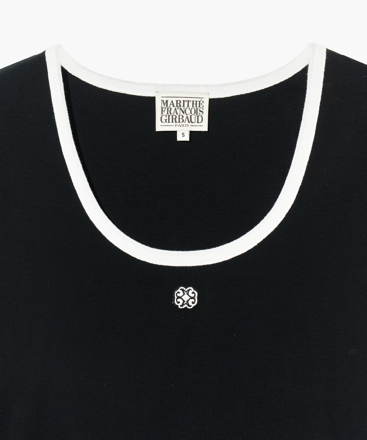 W Deep Neck Ringer Tee White / Black