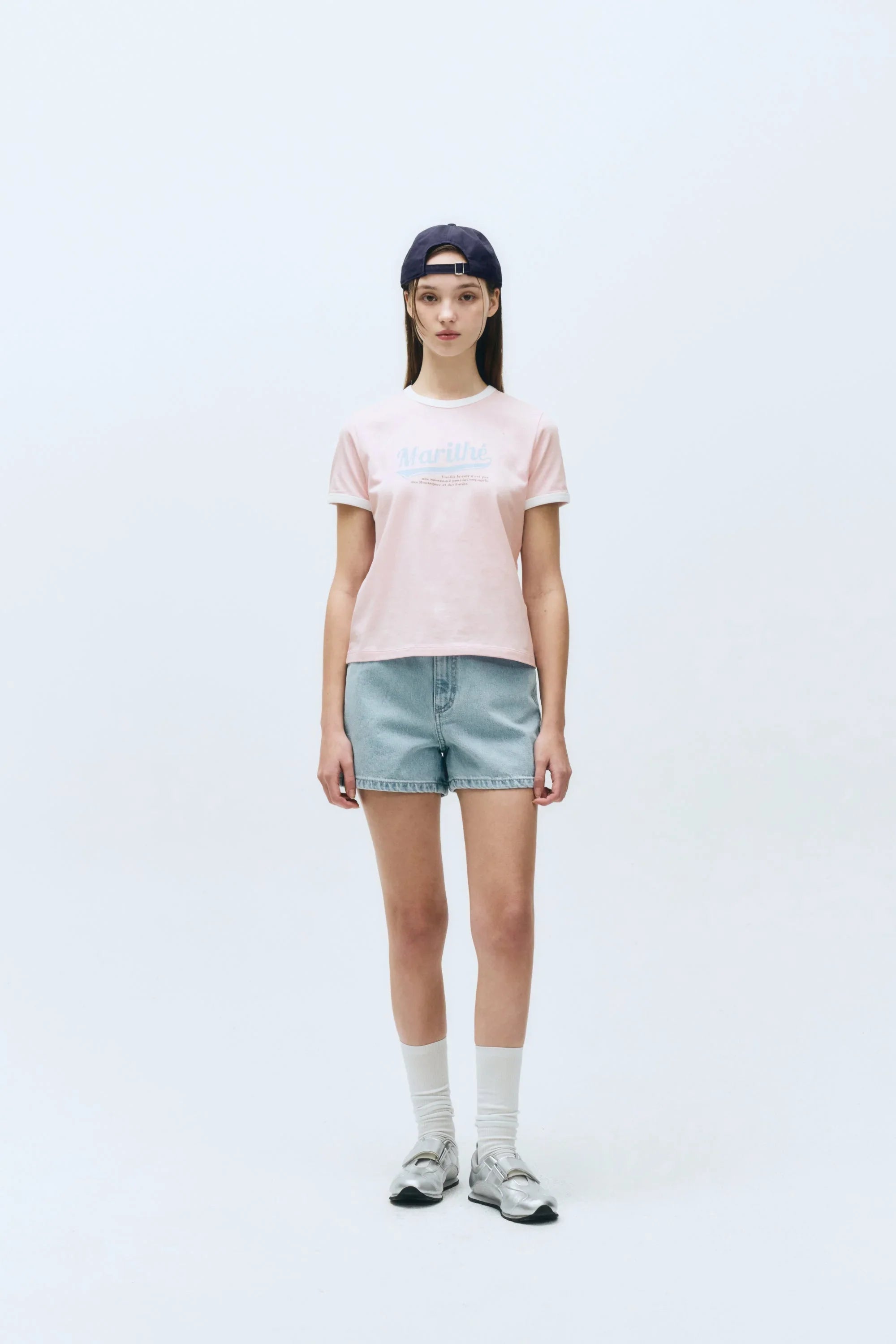 W Vintage Baseball Ringer Tee Pink