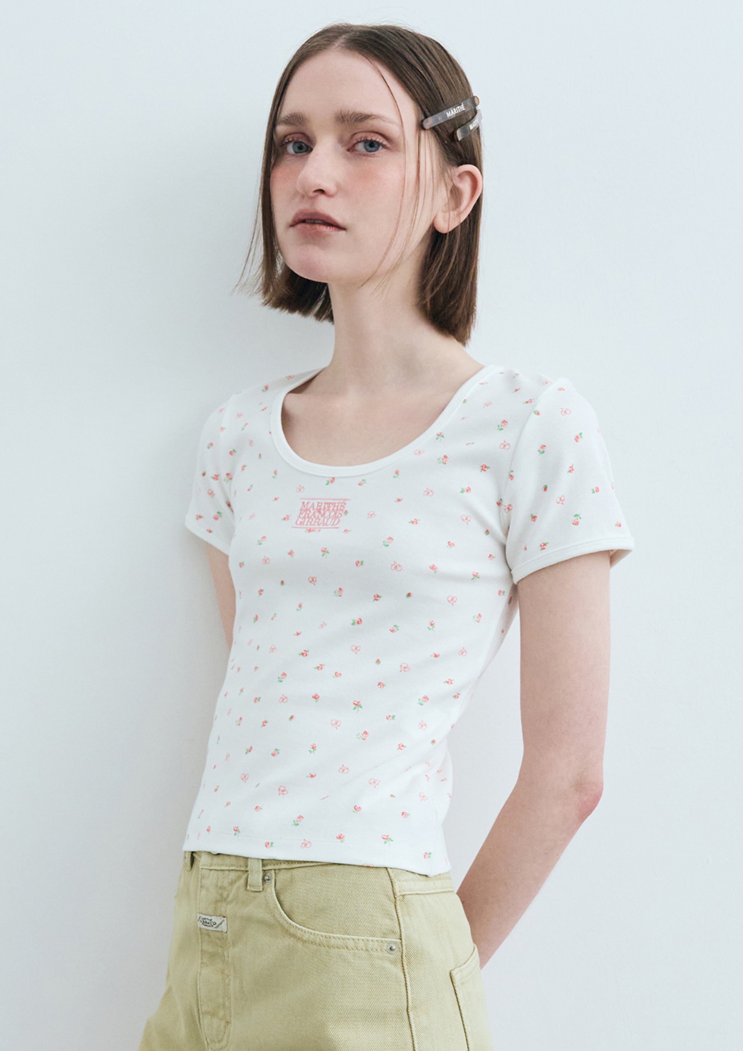 W Flower Short Sleeve Tee White