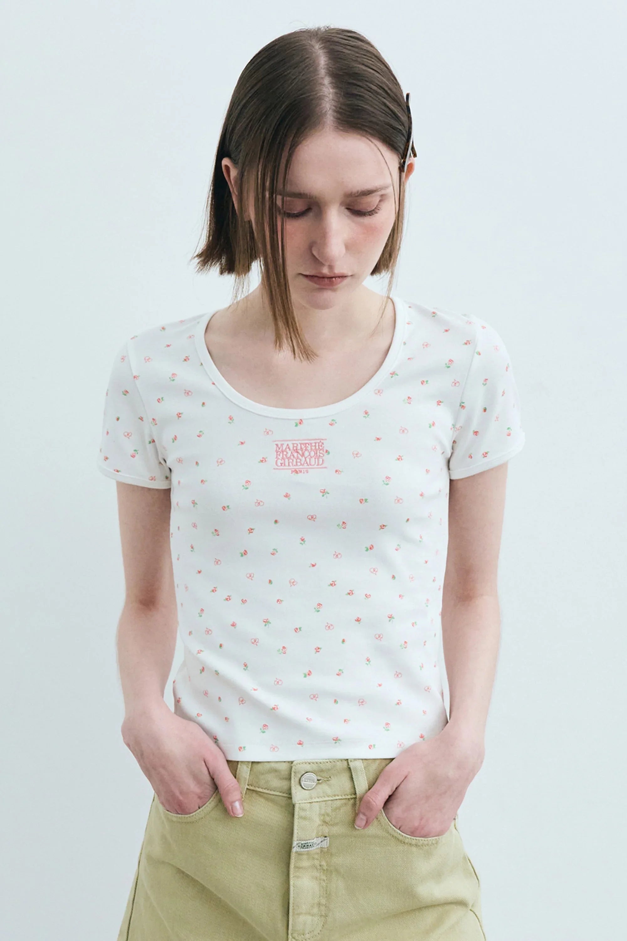 W Flower Short Sleeve Tee White